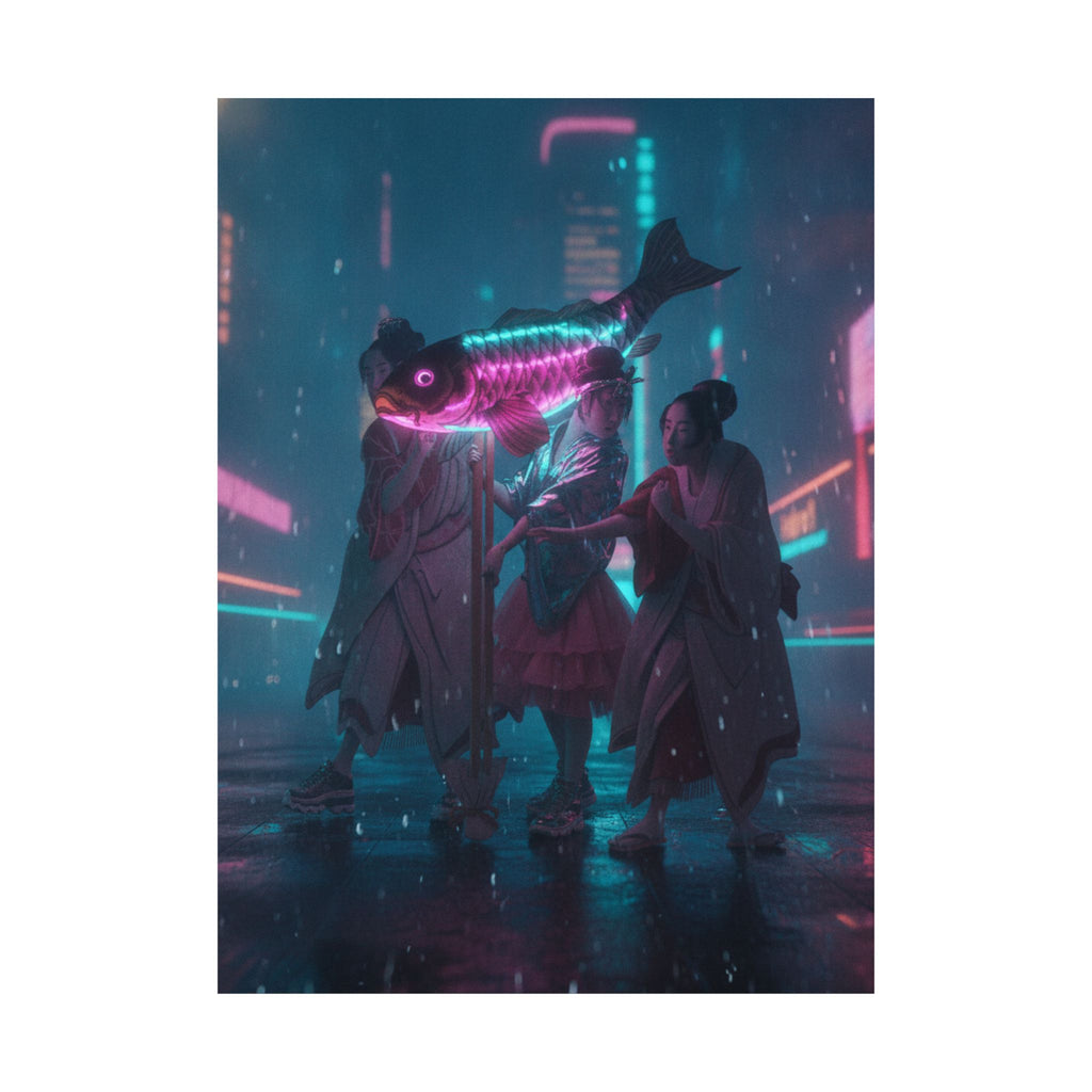 Neon Noir — Lantern Float — Matte Poster