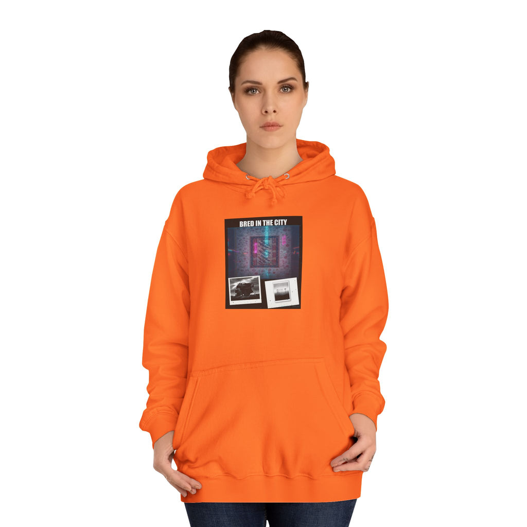 BRED IN THE CITY Purple Neon Collage Hoodie