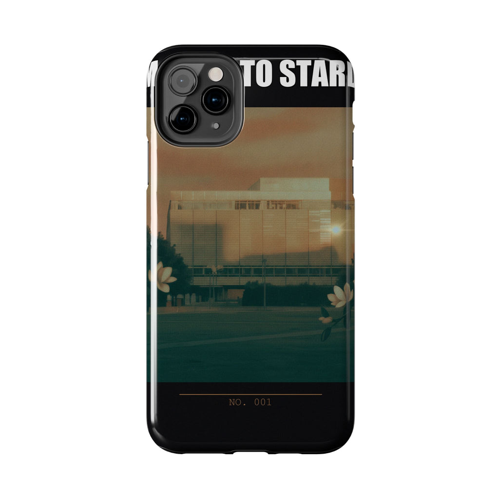 Dusk Brutalist Building and Daisies Photo Phone Case