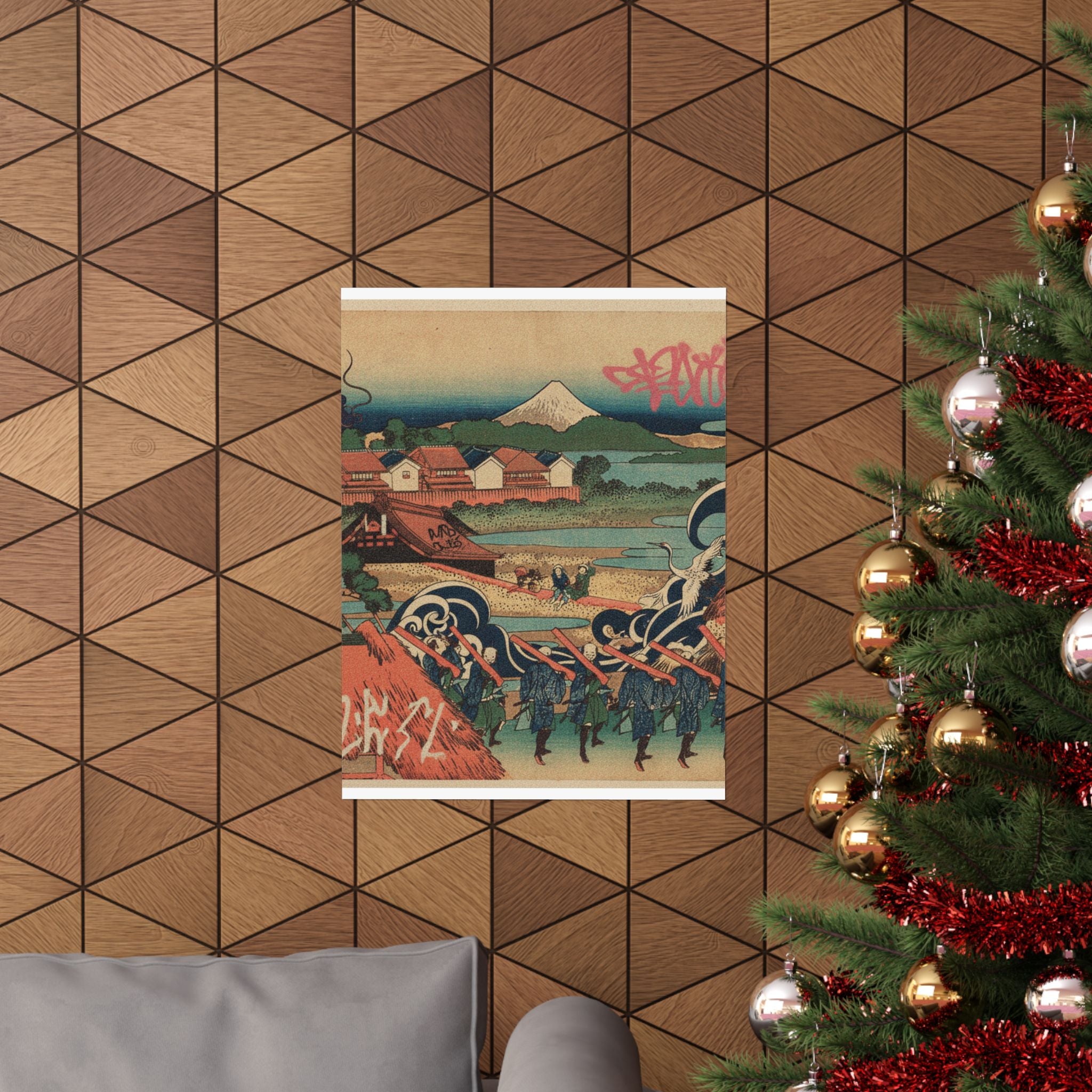 Japanese Street — Fuji Seen In The Distance From Senju Pleasure Quarter (Senju Kagai Yori Chōbō No — Matte Poster