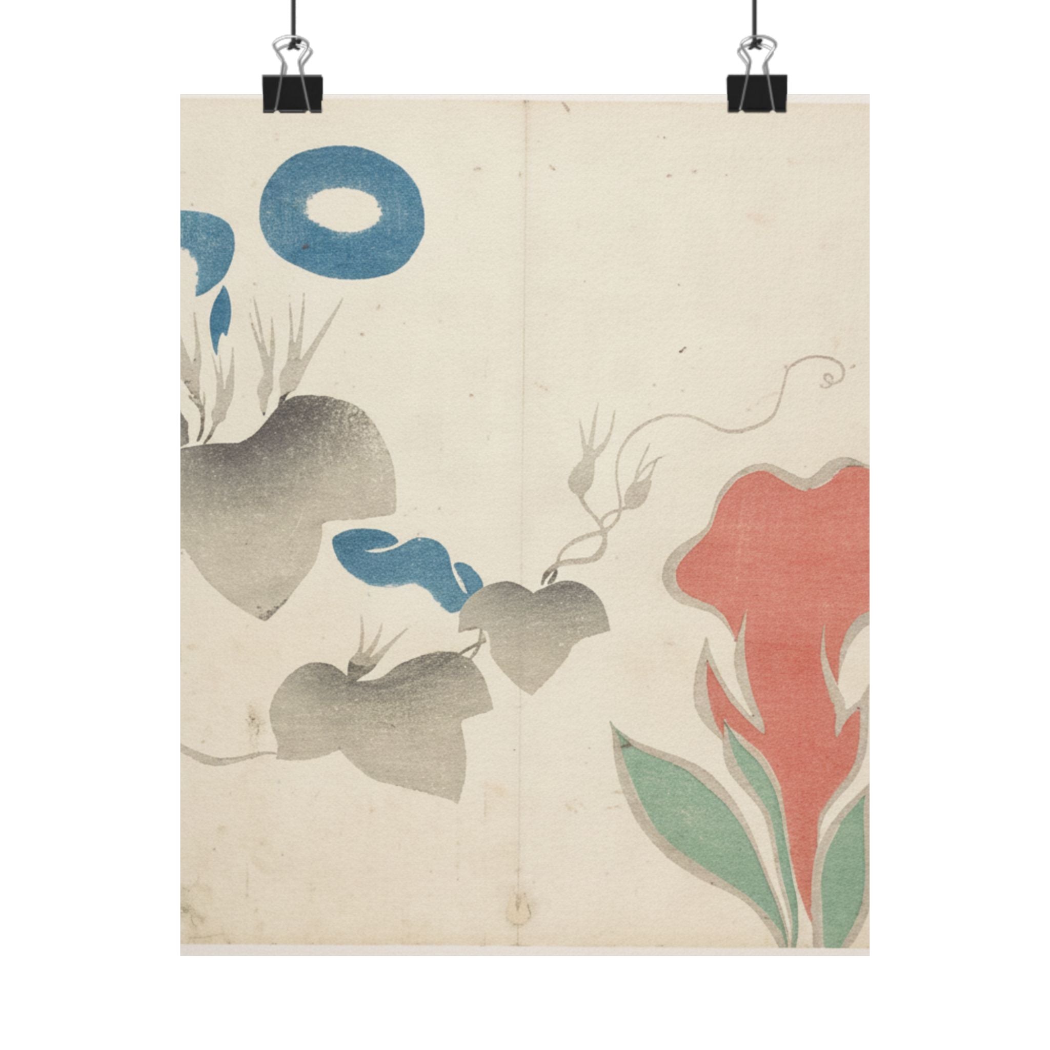 Watercolor — Design Of Morning–Glory And Other Flowers — Matte Poster