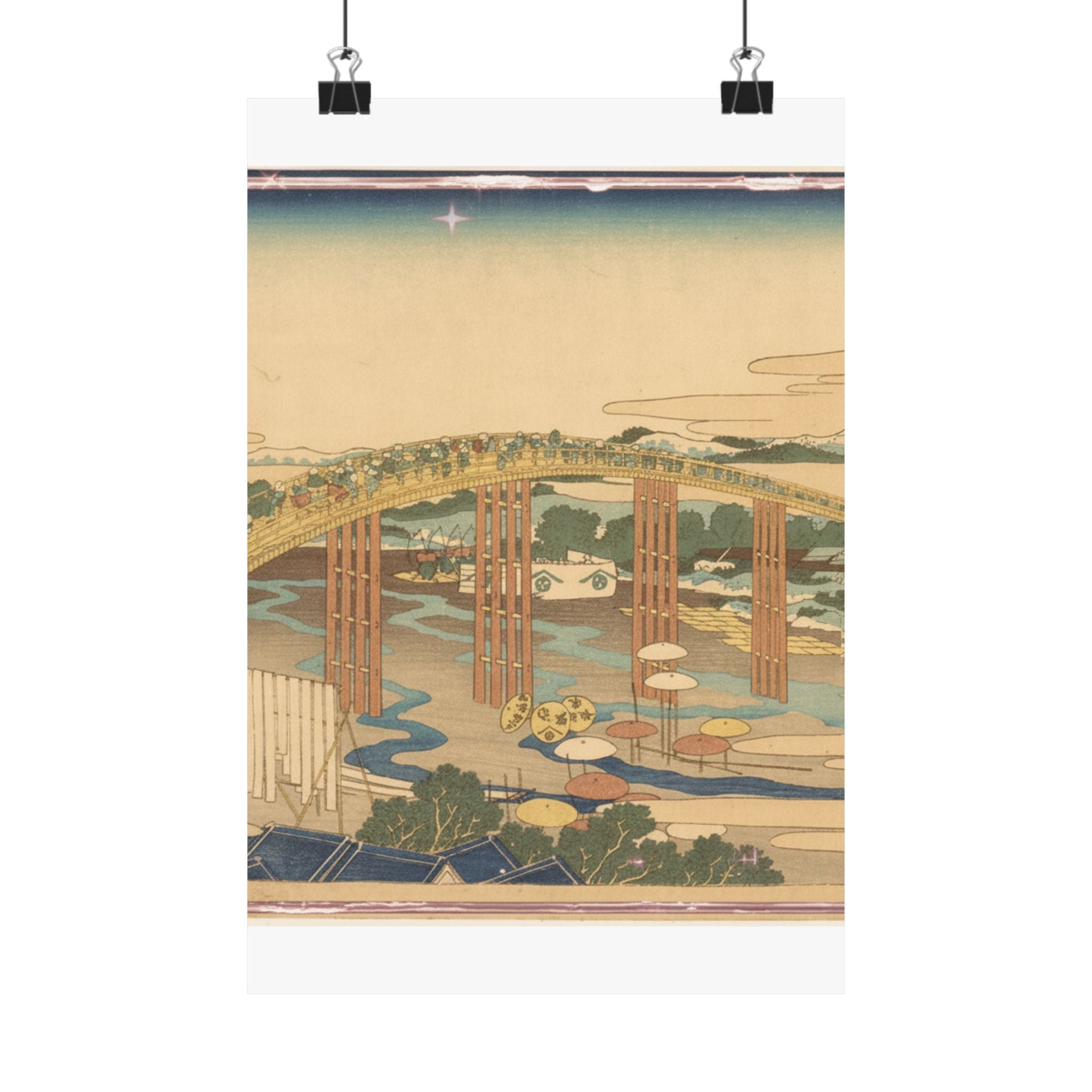 Scenic Nature — Yahagi Bridge At Okazaki On The Tōkaidō (Tōkaidō Okazaki Yahagi No Hashi), From  — Matte Poster