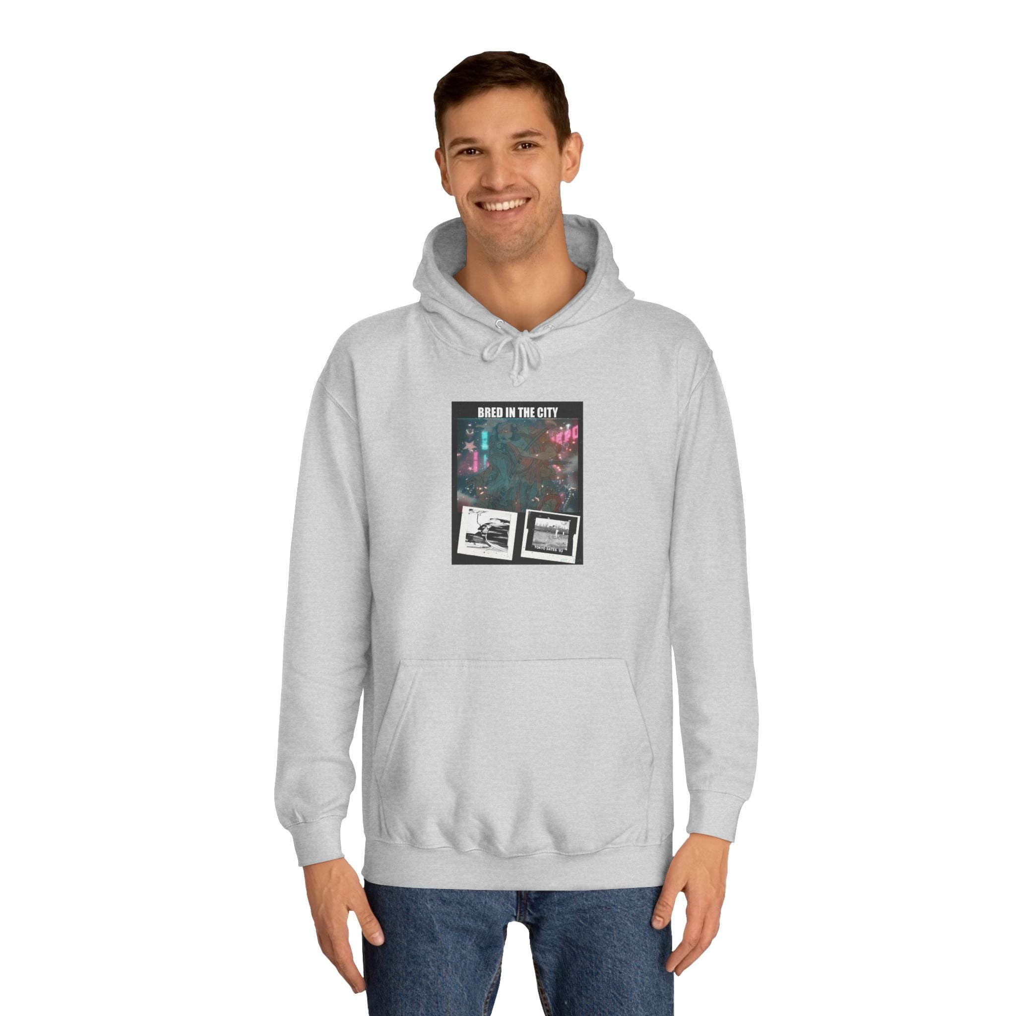 Bred In The City Neon Car Polaroid Collage Hoodie