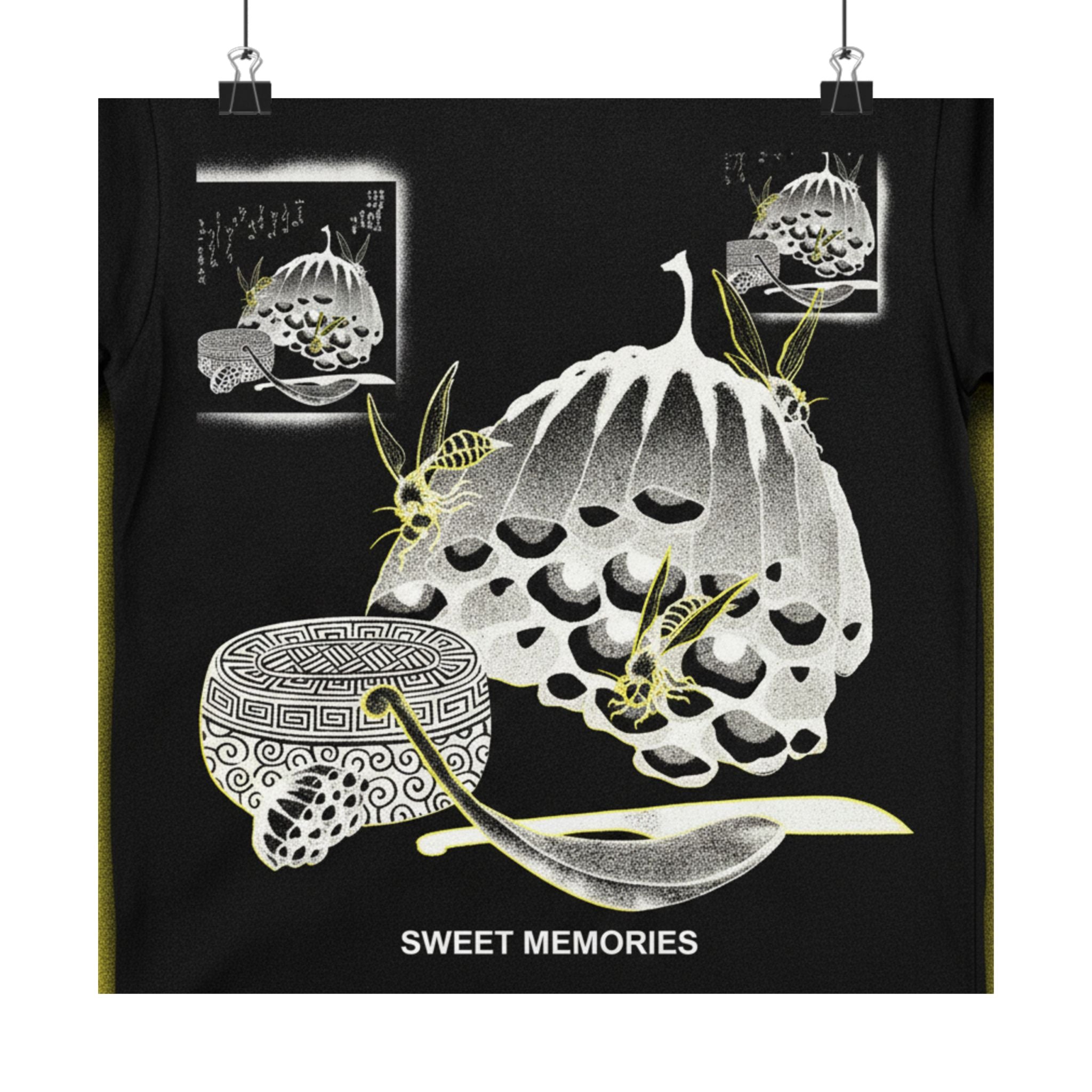Streetwear Collage — Hives With Wasps, And A Box With A Spoon For Honey — Matte Poster
