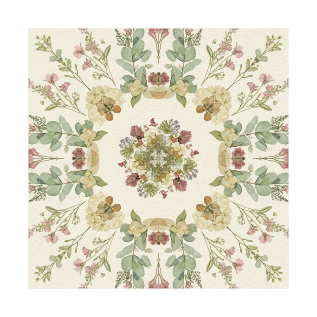 Pressed Wildflower Symmetry Cottagecore Botanical Poster