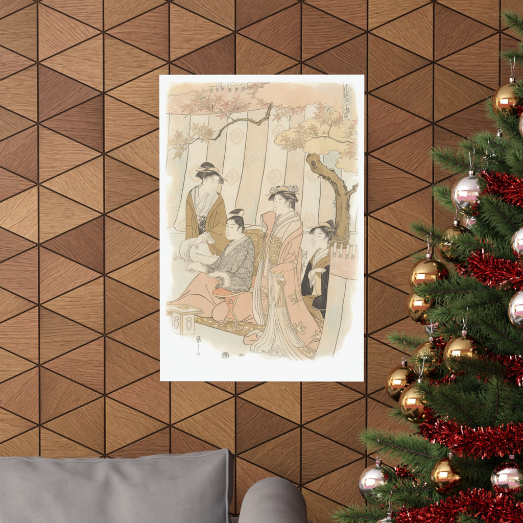Watercolor — Prince Genji And Three Young Women — Matte Poster