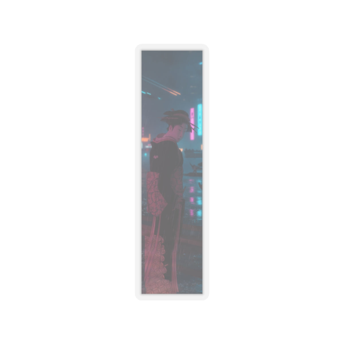 Neon Noir — Young Lady By The Shore — Kiss-Cut Sticker