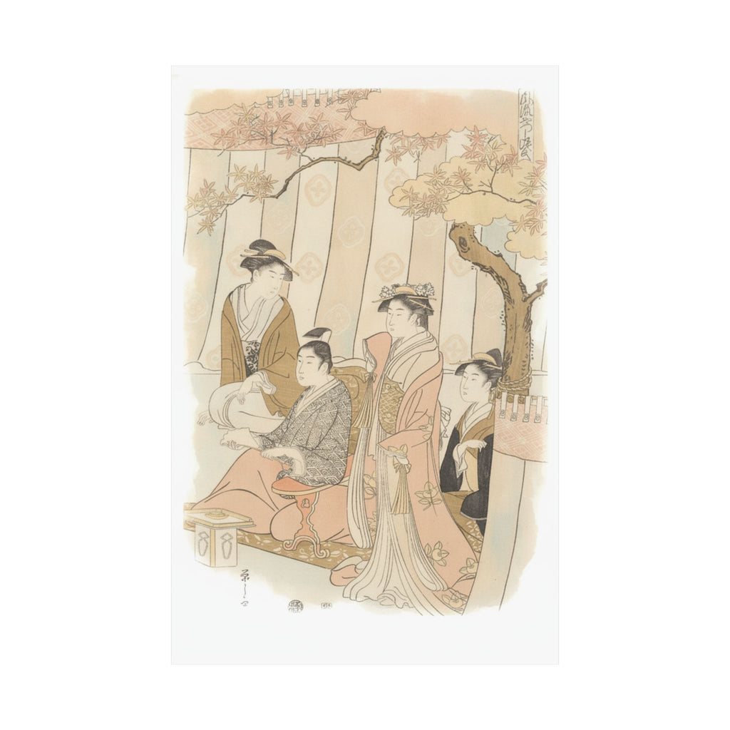 Watercolor — Prince Genji And Three Young Women — Matte Poster