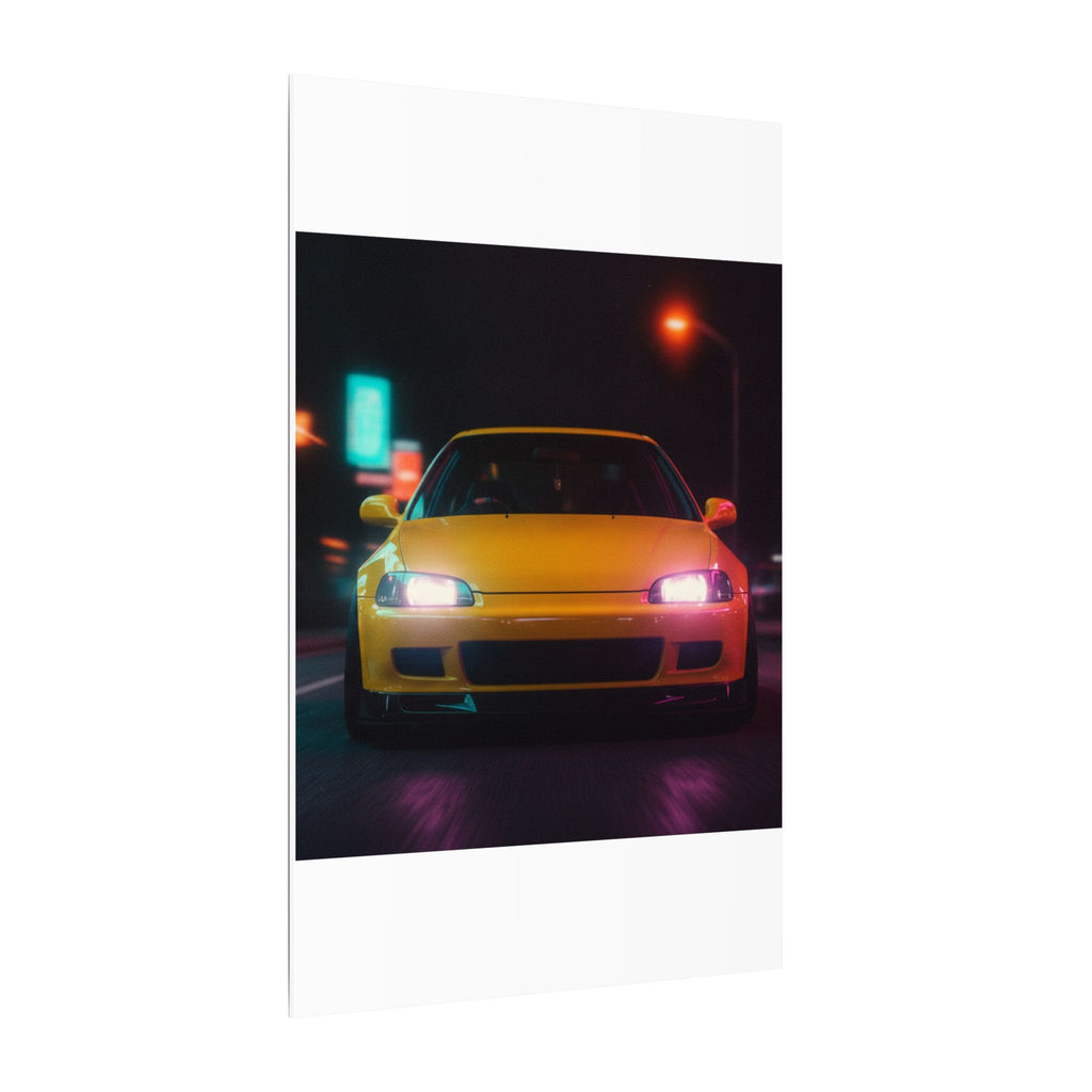 Neon Night JDM Yellow Coupe Street Matte Canvas