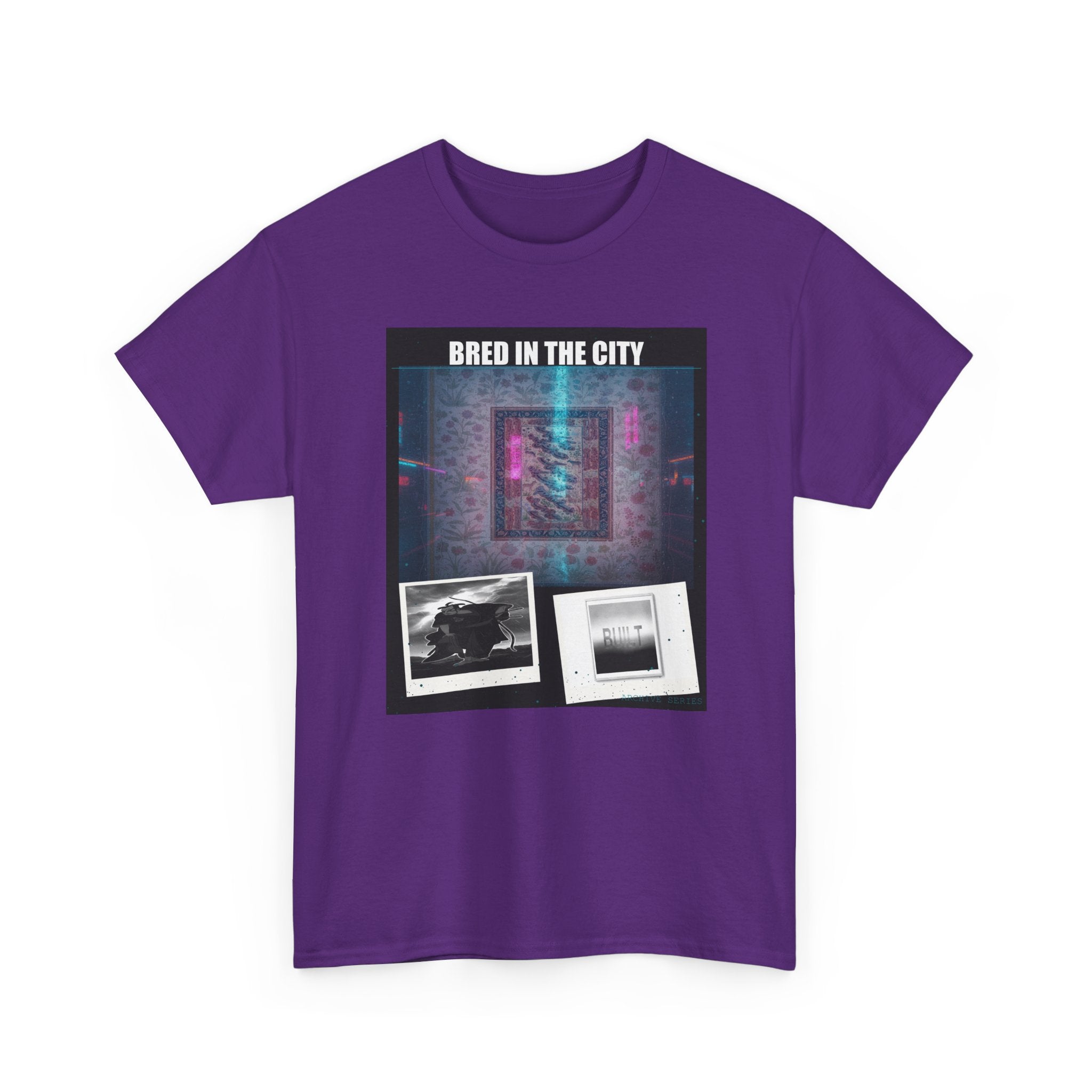 BRED IN THE CITY Neon Glitch Collage Graphic Tee