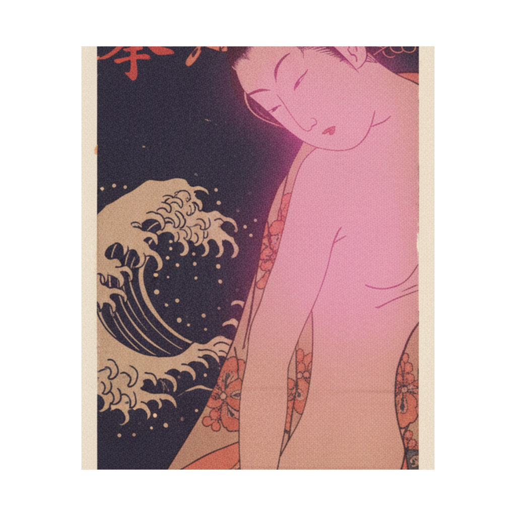 Japanese Street — Lady On Way To The Bath — Matte Poster