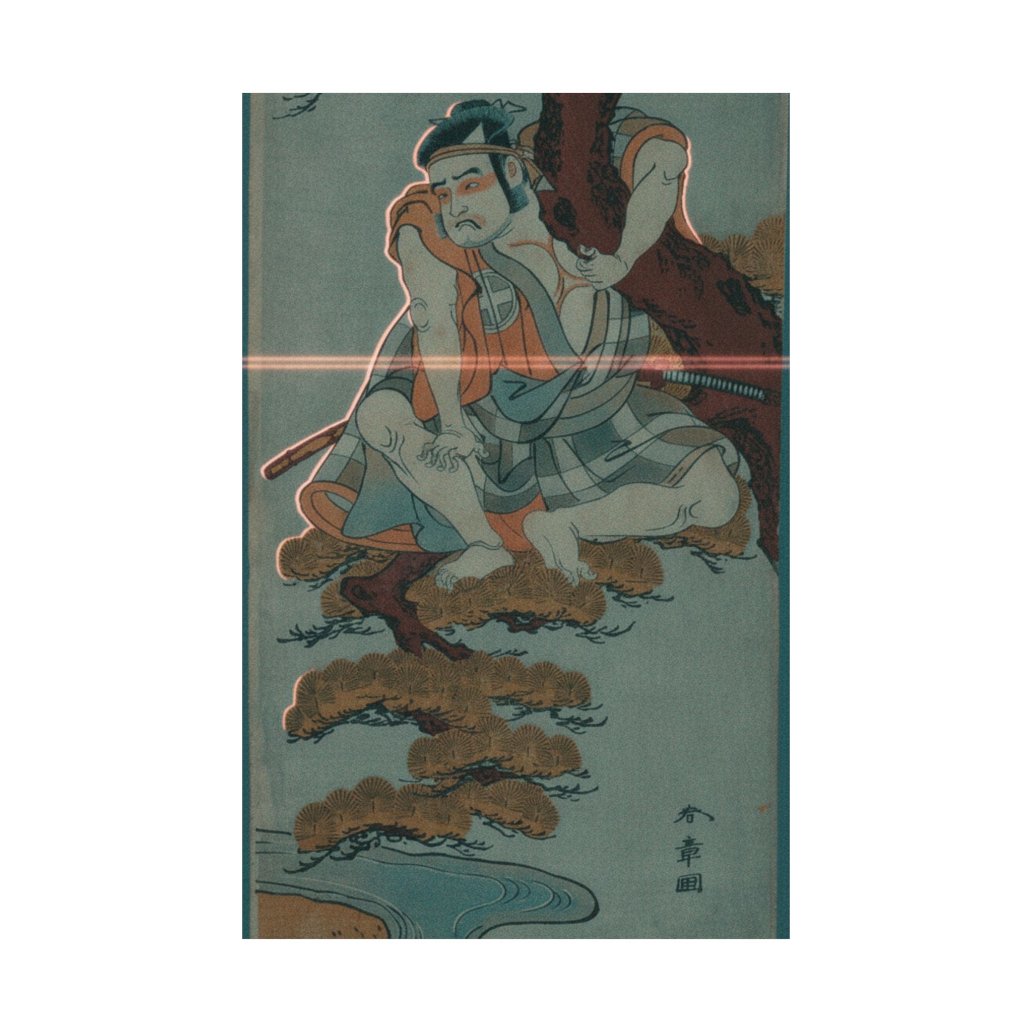 Cinematic — The Actor Otani Hiroemon Iii Watching From The Branches Of A Pine Tree Overhangi — Matte Poster