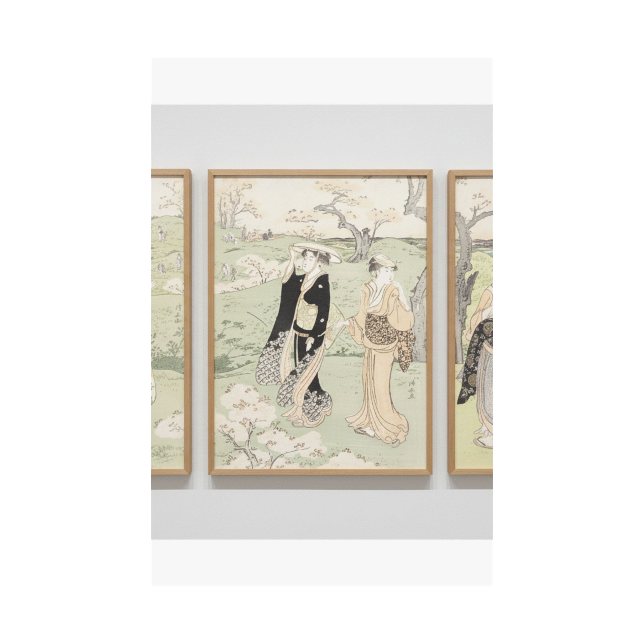 Watercolor — Young Ladies Viewing Cherry–Blossoms At Asukayama — Matte Poster