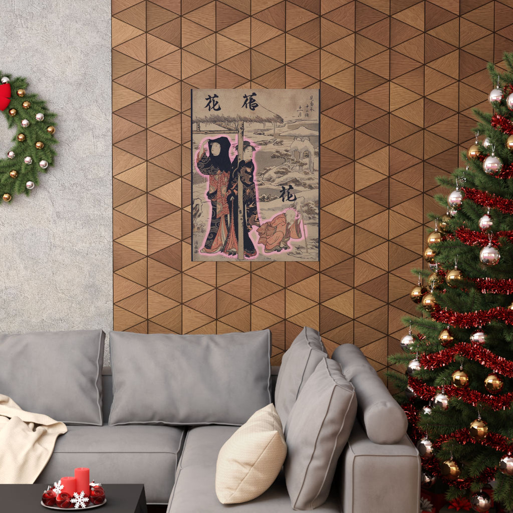 Japanese Street — A Day In Winter; Two Ladies And A Child In A Garden — Matte Poster