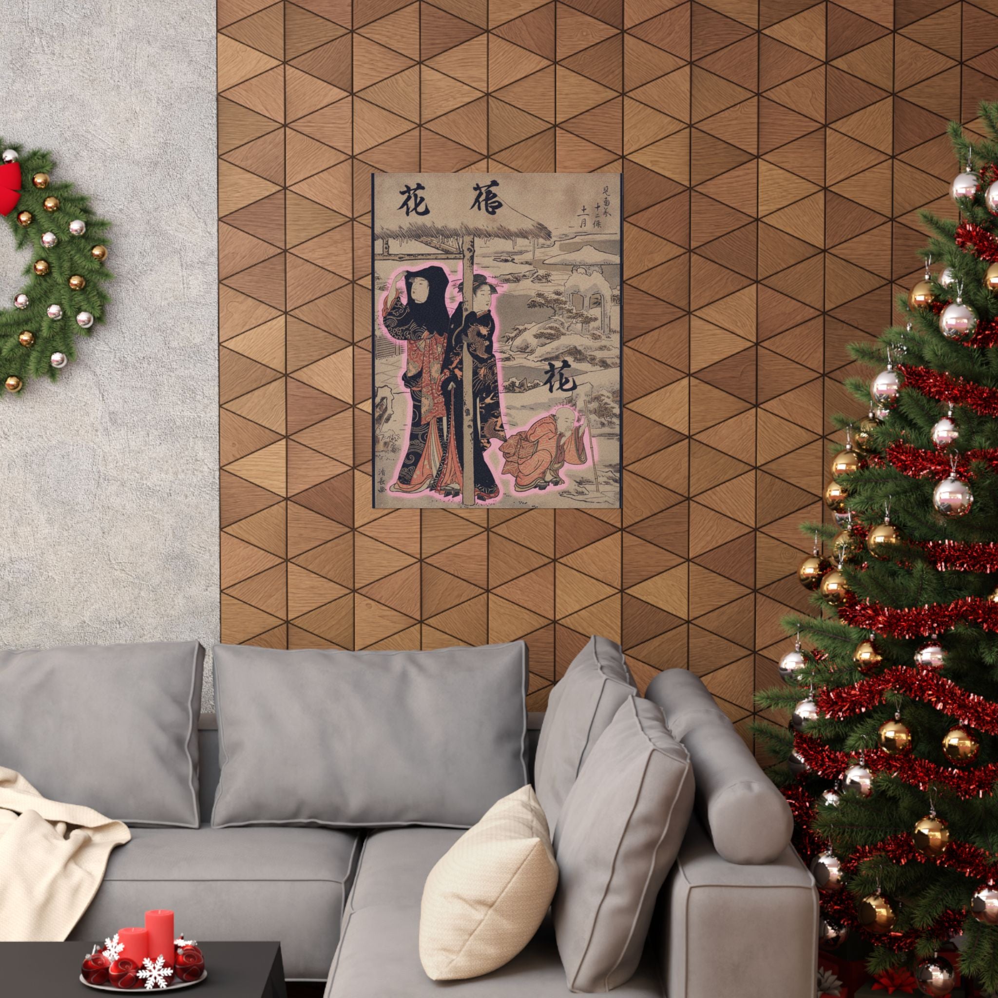 Japanese Street — A Day In Winter; Two Ladies And A Child In A Garden — Matte Poster