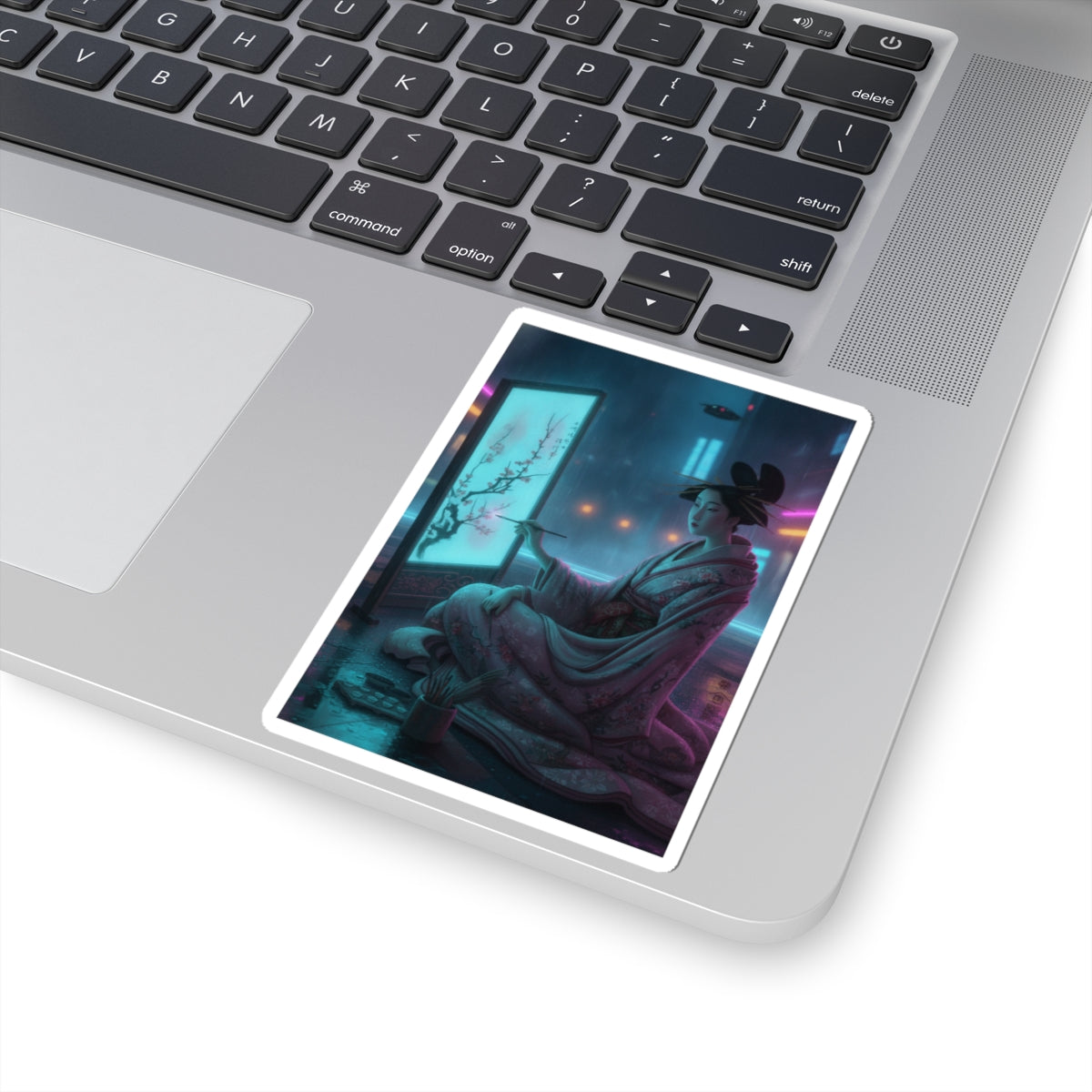 Neon Noir — Young Woman Painting A Screen — Kiss-Cut Sticker
