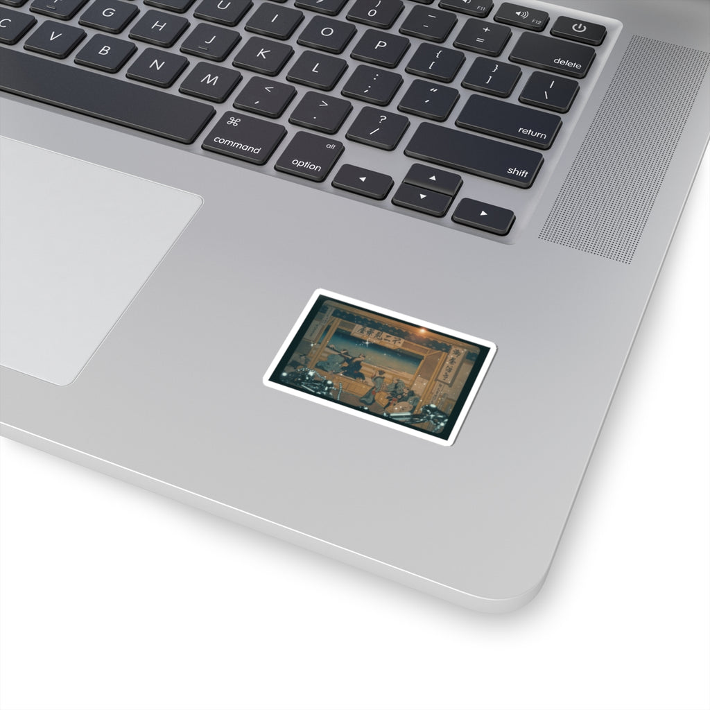 Cinematic — Yoshida On The Tōkaidō (Tōkaidō Yoshida), From The Series Thirty-Six Views Of Mo — Kiss-Cut Sticker
