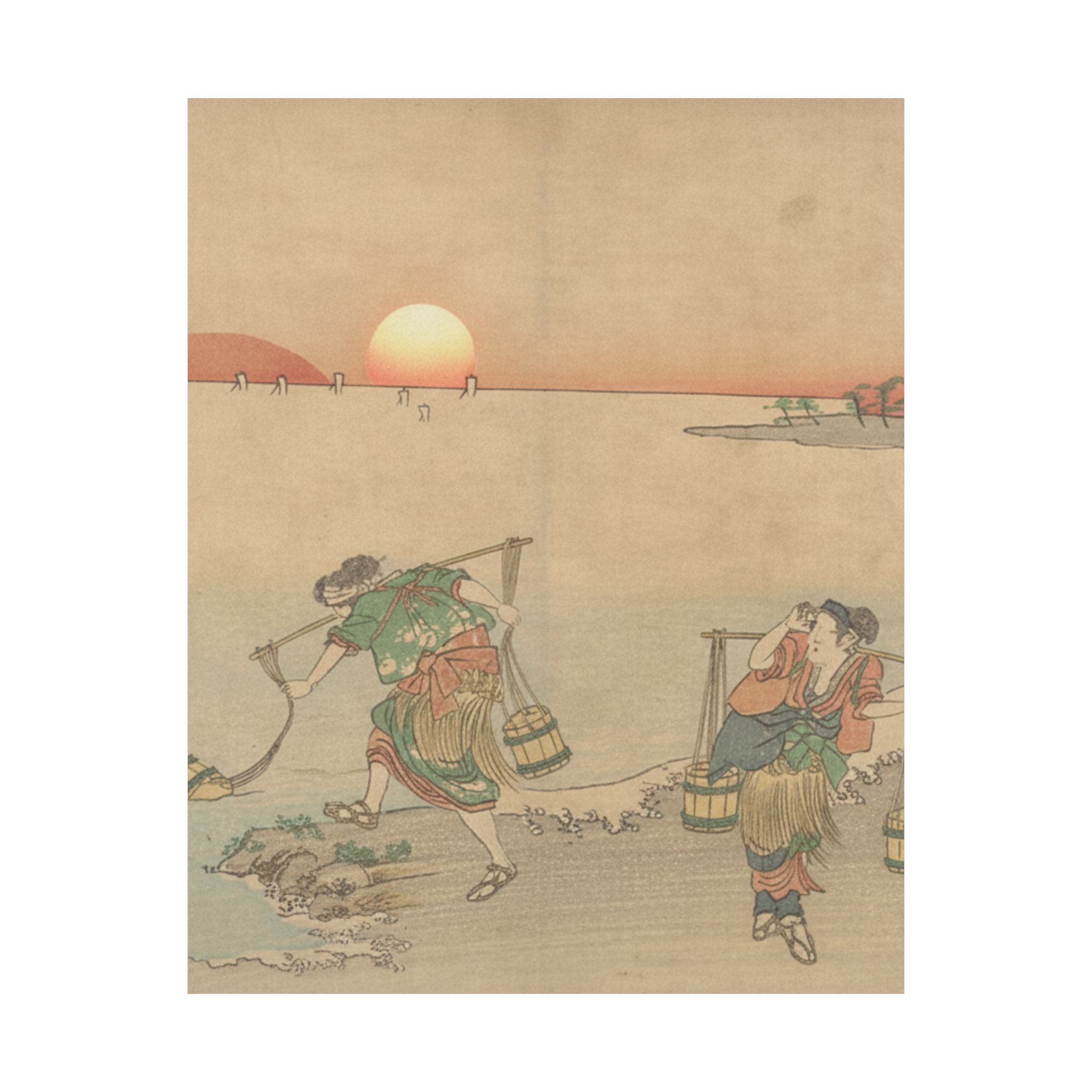 Scenic Nature — Three Water Carriers At The Shore — Matte Poster