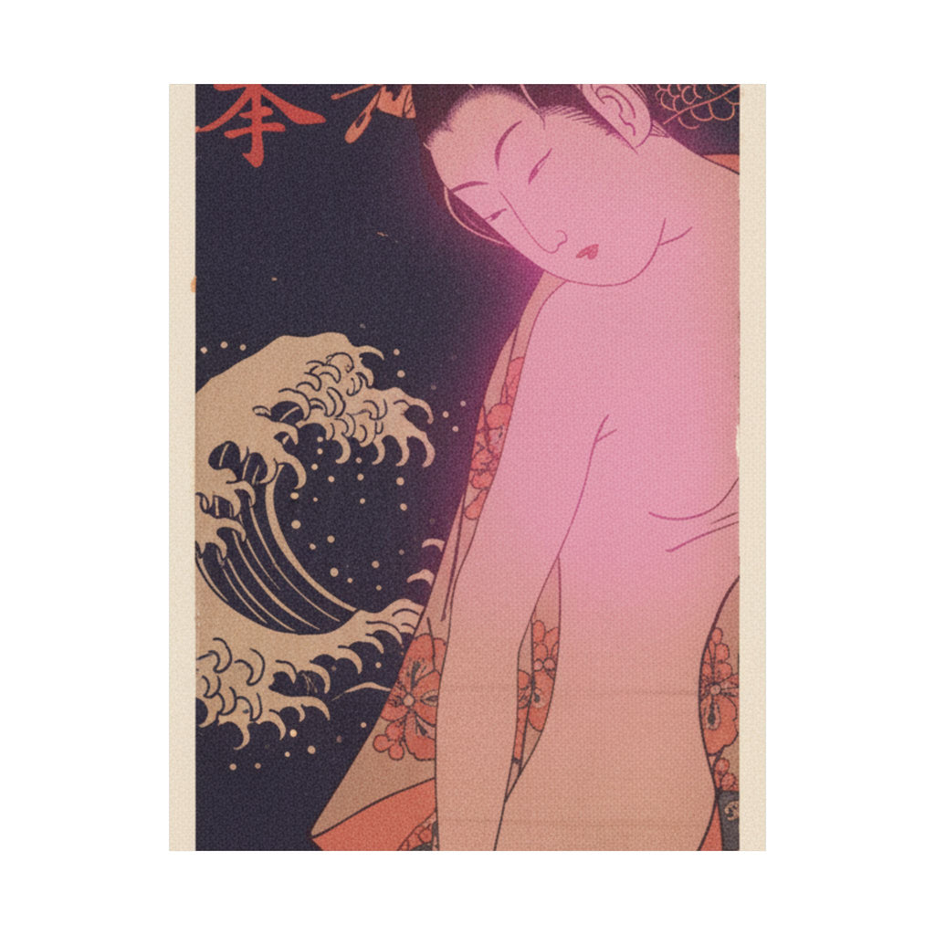 Japanese Street — Lady On Way To The Bath — Matte Poster