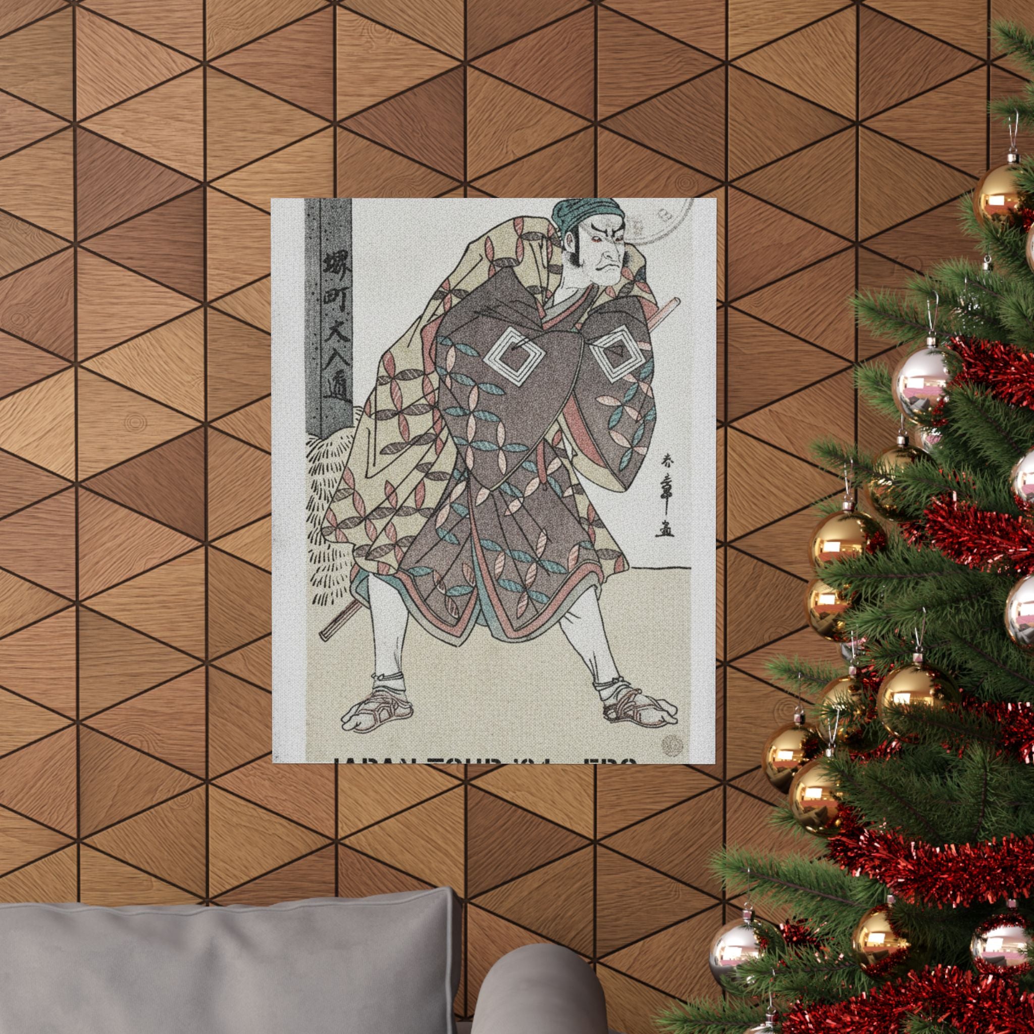Vintage Bootleg — The Fifth Ichikawa Danjuro As A Kago Bearer Standing Near A Mile Post — Matte Poster