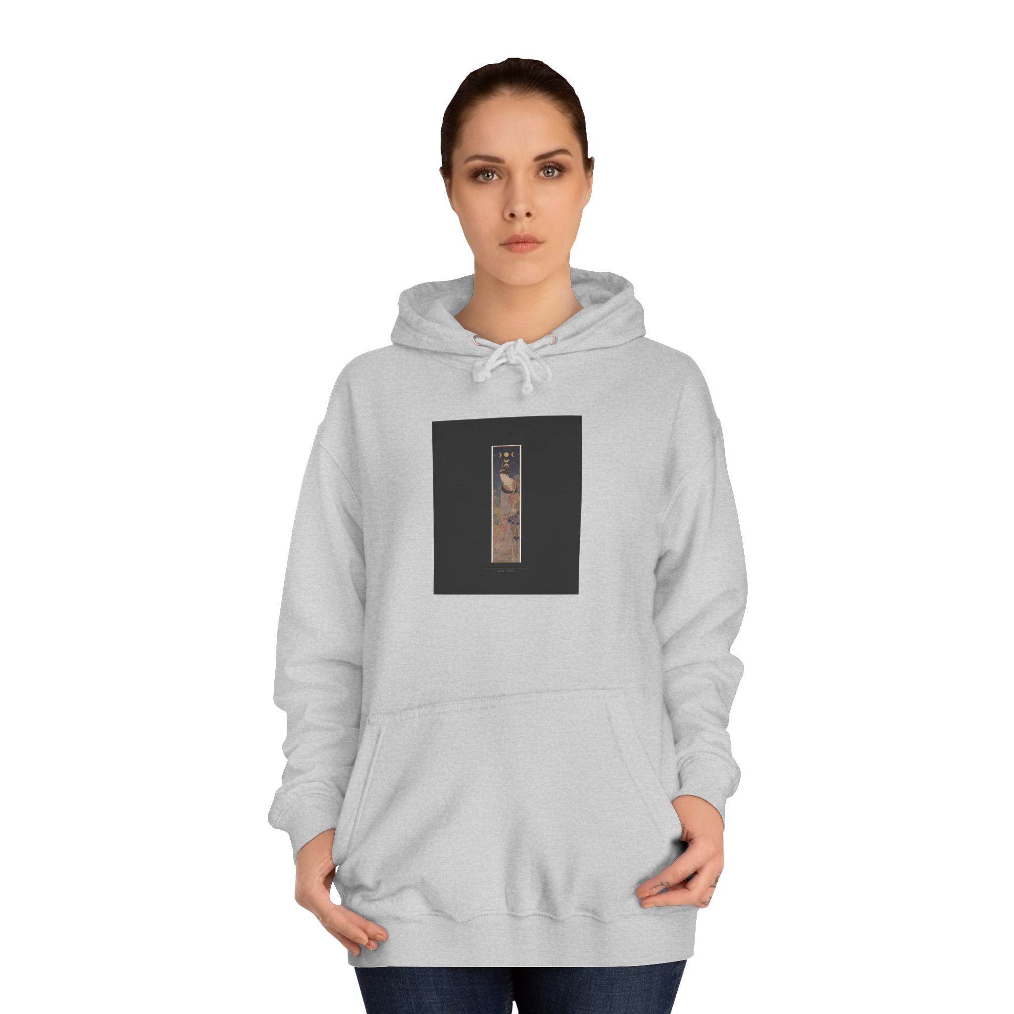 Crescent Moon Quail Ukiyo-e Panel Pullover Hoodie