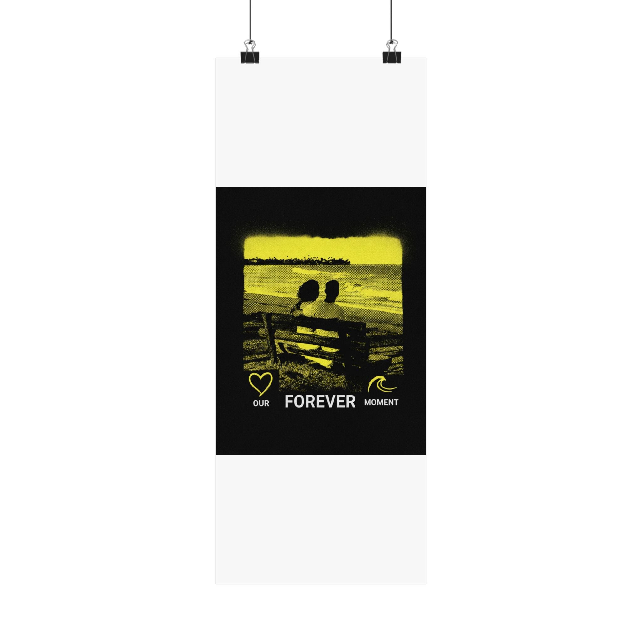 Our Forever Moment Beach Sunset Couple Yellow Matte Poster
