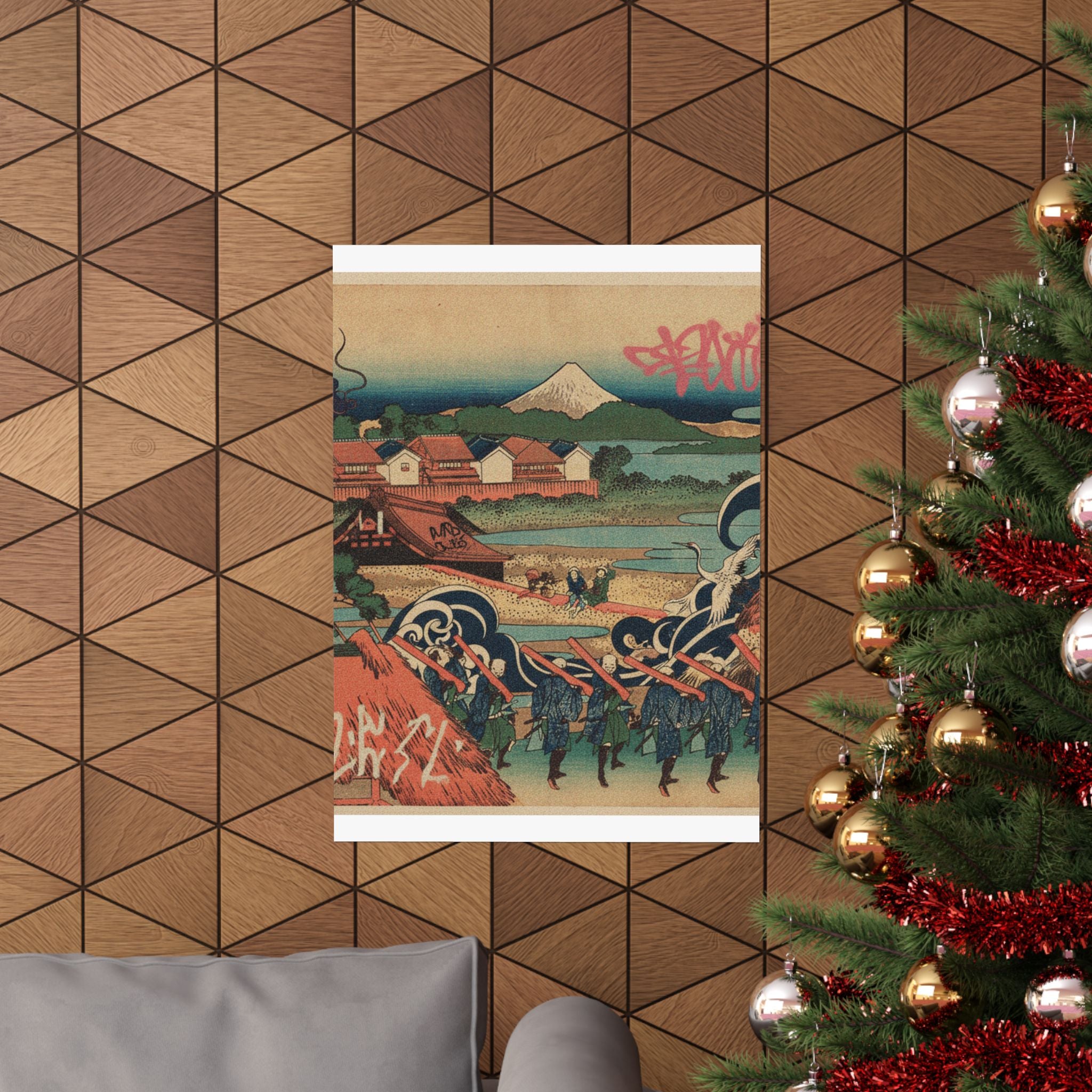 Japanese Street — Fuji Seen In The Distance From Senju Pleasure Quarter (Senju Kagai Yori Chōbō No — Matte Poster