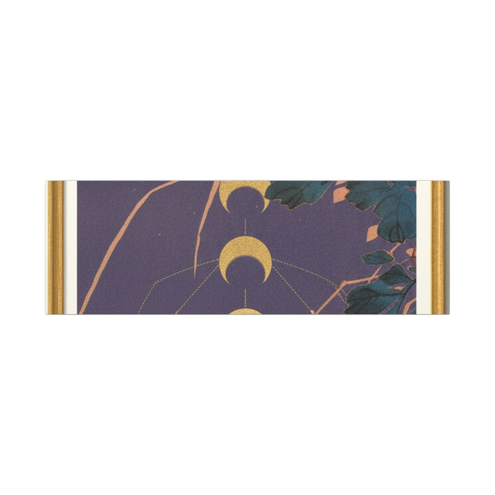 Chrysanthemum and Gold Moon Phases Woodblock Matte Canvas