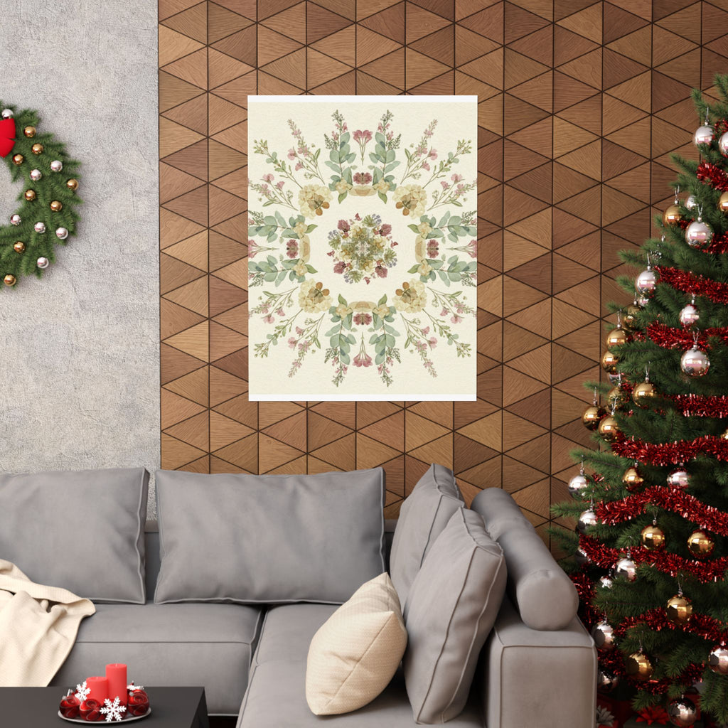 Pressed Wildflower Symmetry Cottagecore Botanical Poster