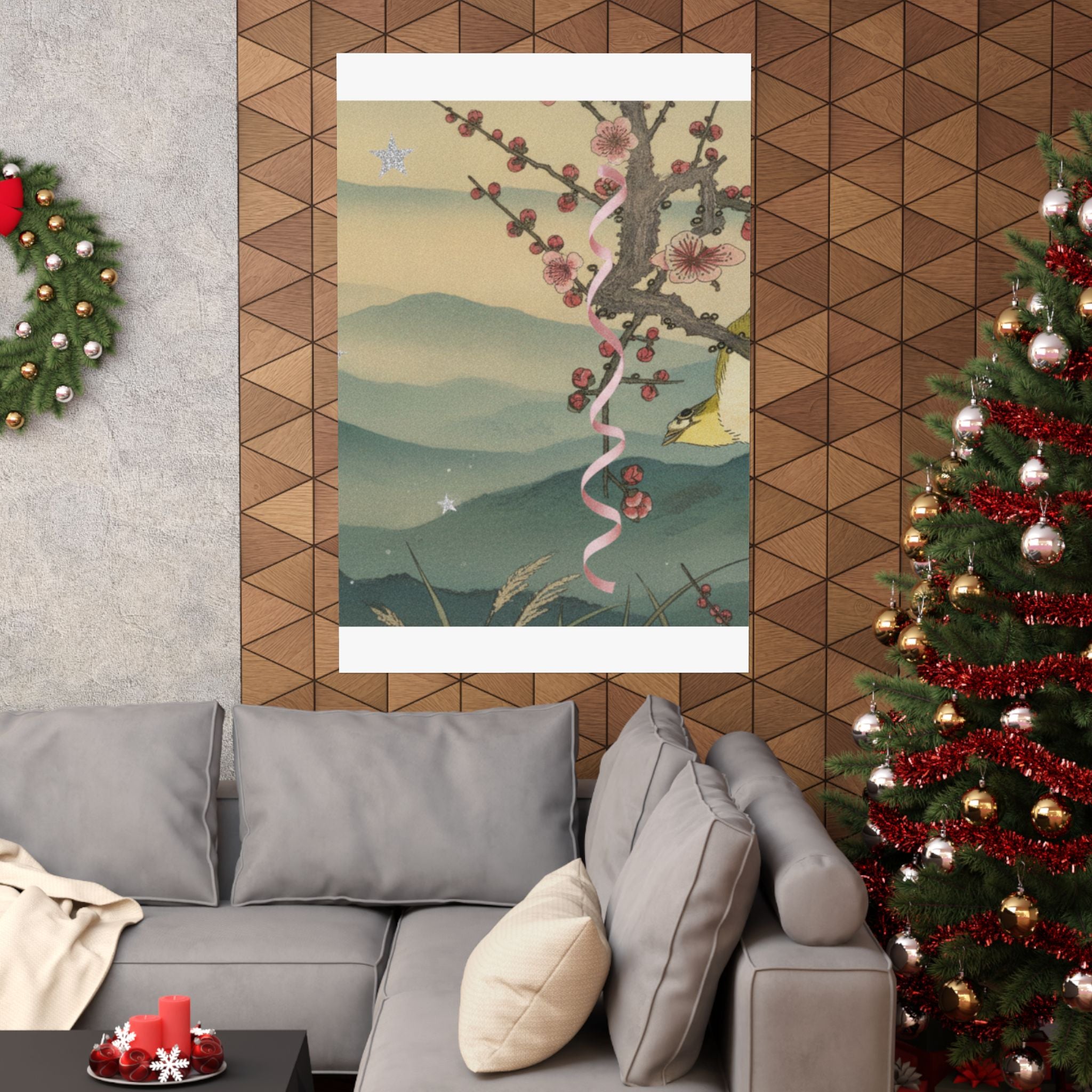 Scenic Nature — Bush Warbler On A Plum Branch (Ume Ni Uguisu) — Matte Poster
