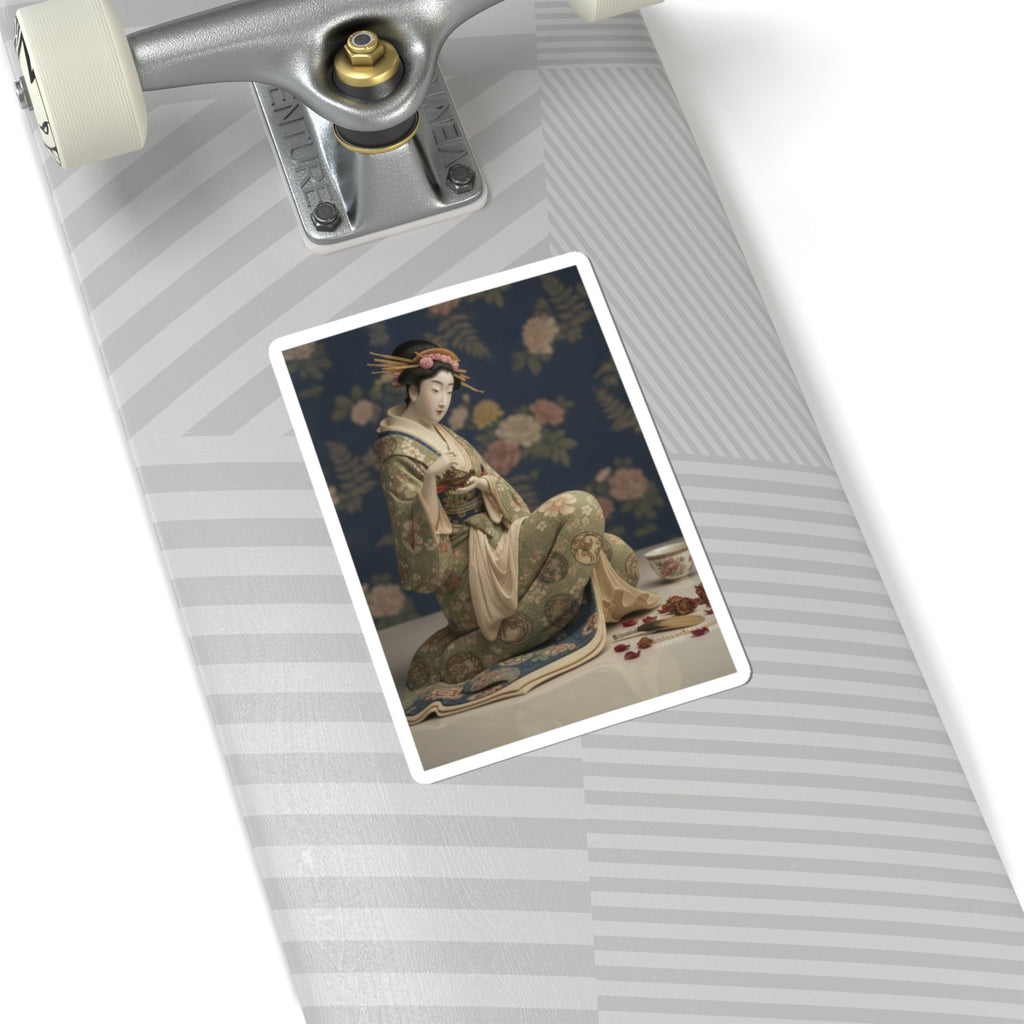Product Marketing — Konosato Of Takeya Seated, Holding An Incense Burner — Kiss-Cut Sticker