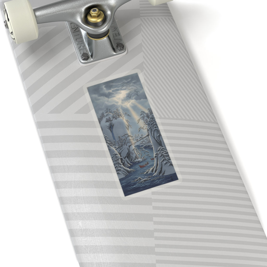 Dramatic Storm — River Gorge In Snow — Kiss-Cut Sticker