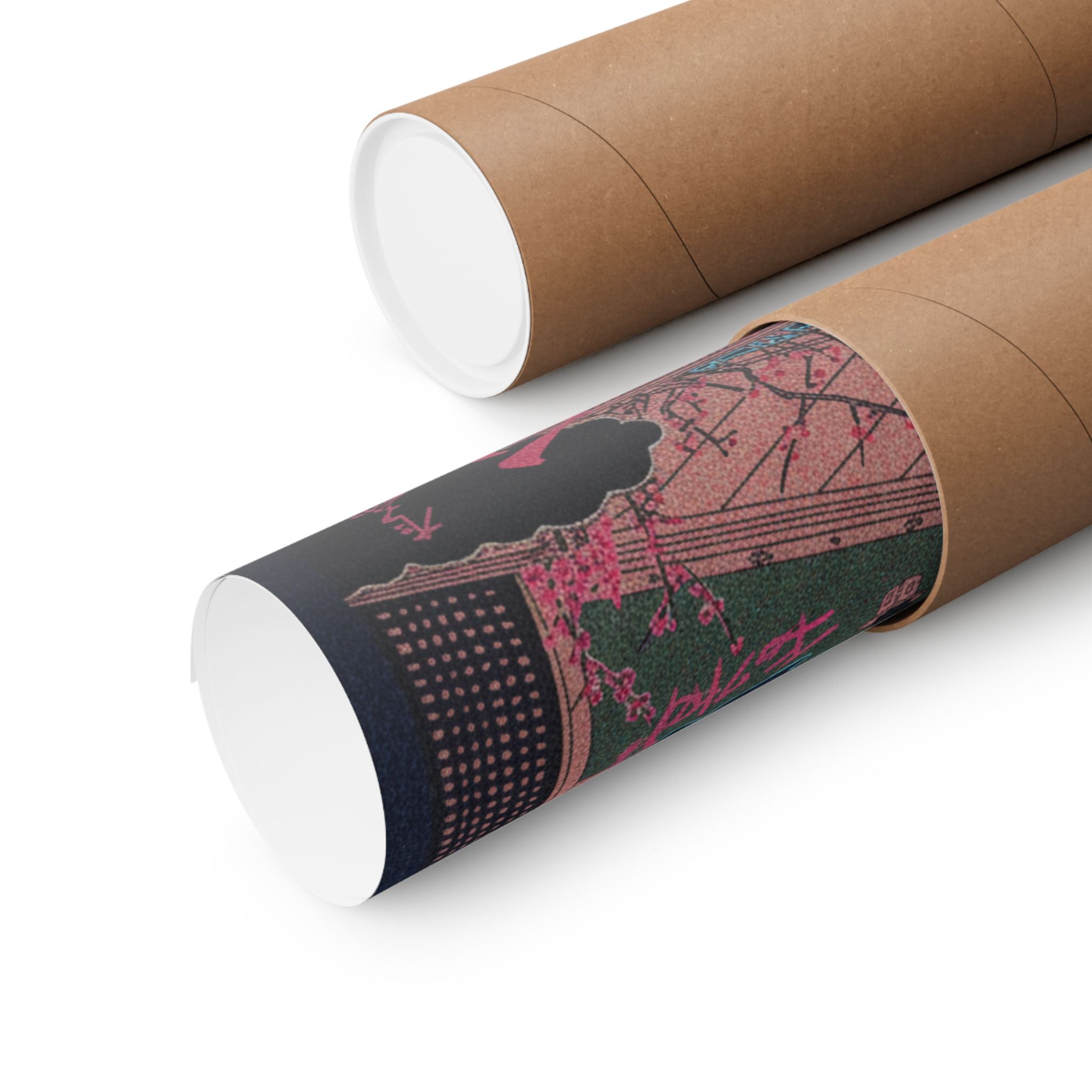 Japanese Street — Samurai Admiring Pine-Tree And Plum Blossoms — Matte Poster