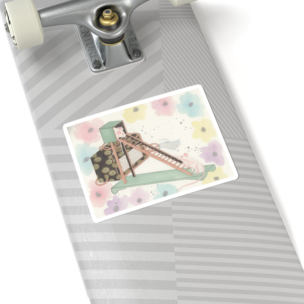 Watercolor — White Mice Playing — Kiss-Cut Sticker