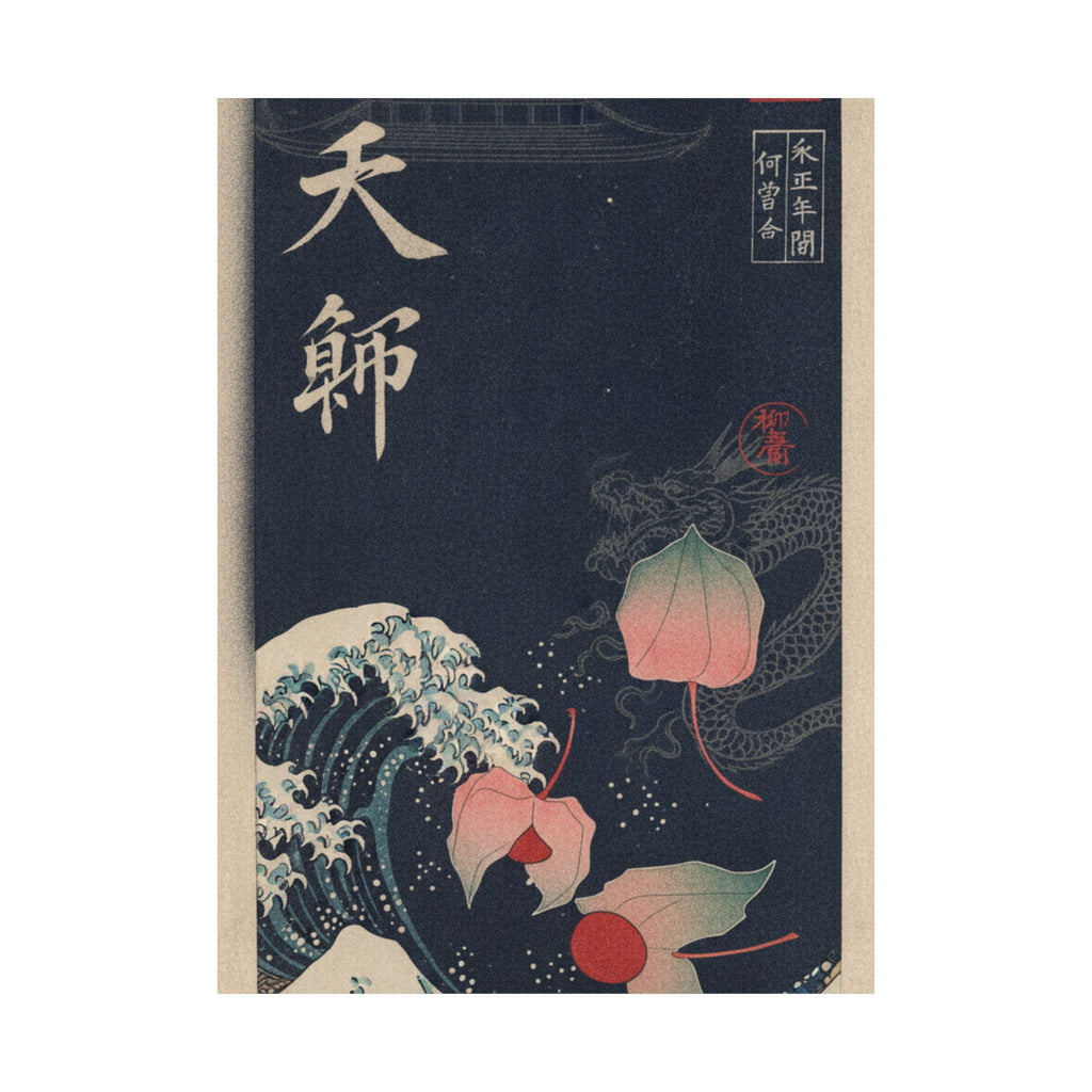 Japanese Street — Winter Cherries — Matte Poster