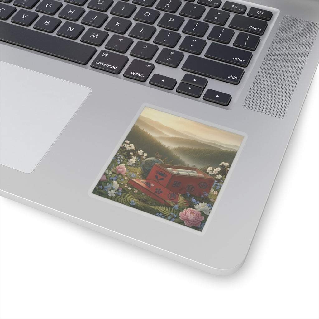 Scenic Nature — Red Lacquer Box And Water-Pot — Kiss-Cut Sticker