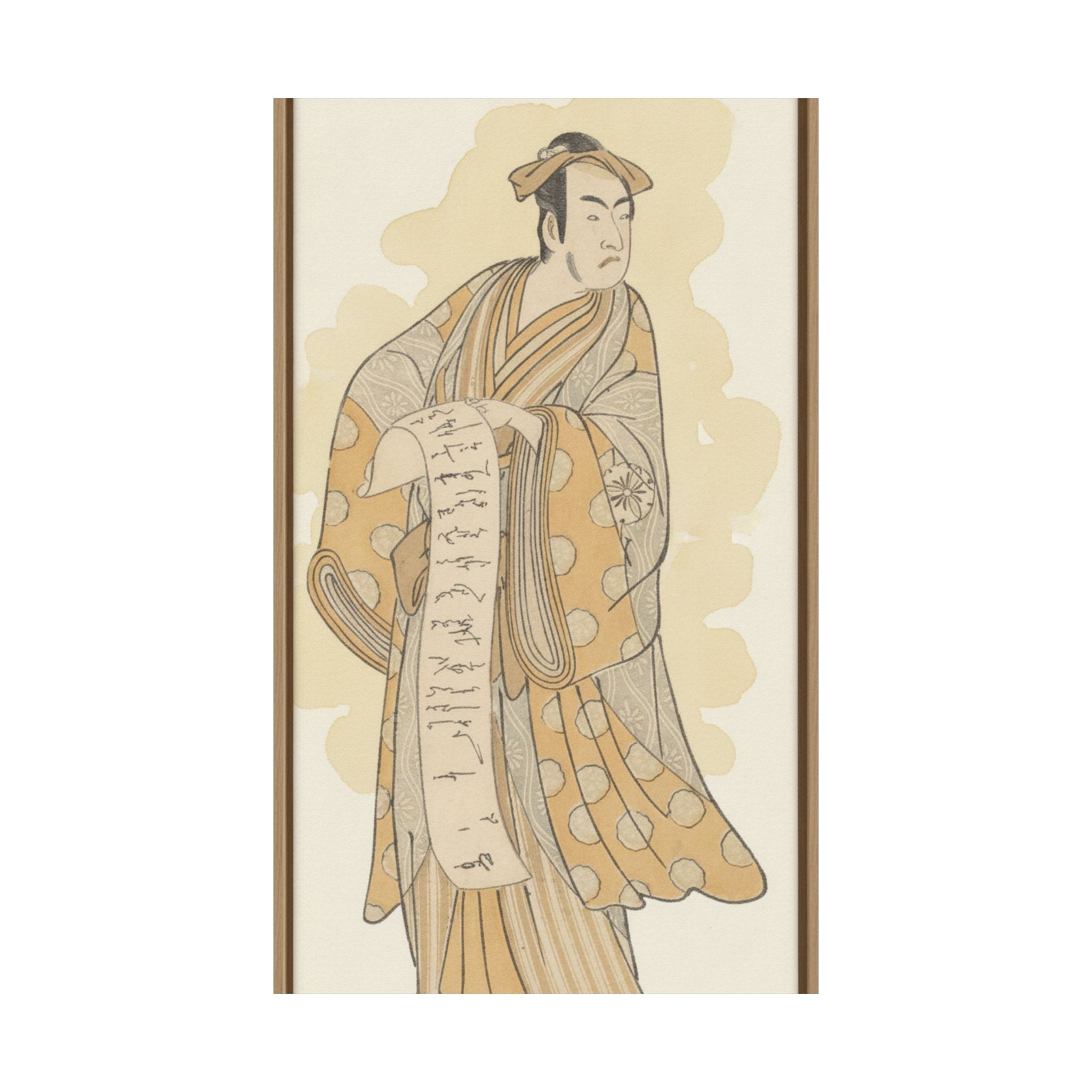 Watercolor — The Actor, Matsumoto Koshiro I 1674–1730 Reading A Letter — Matte Poster