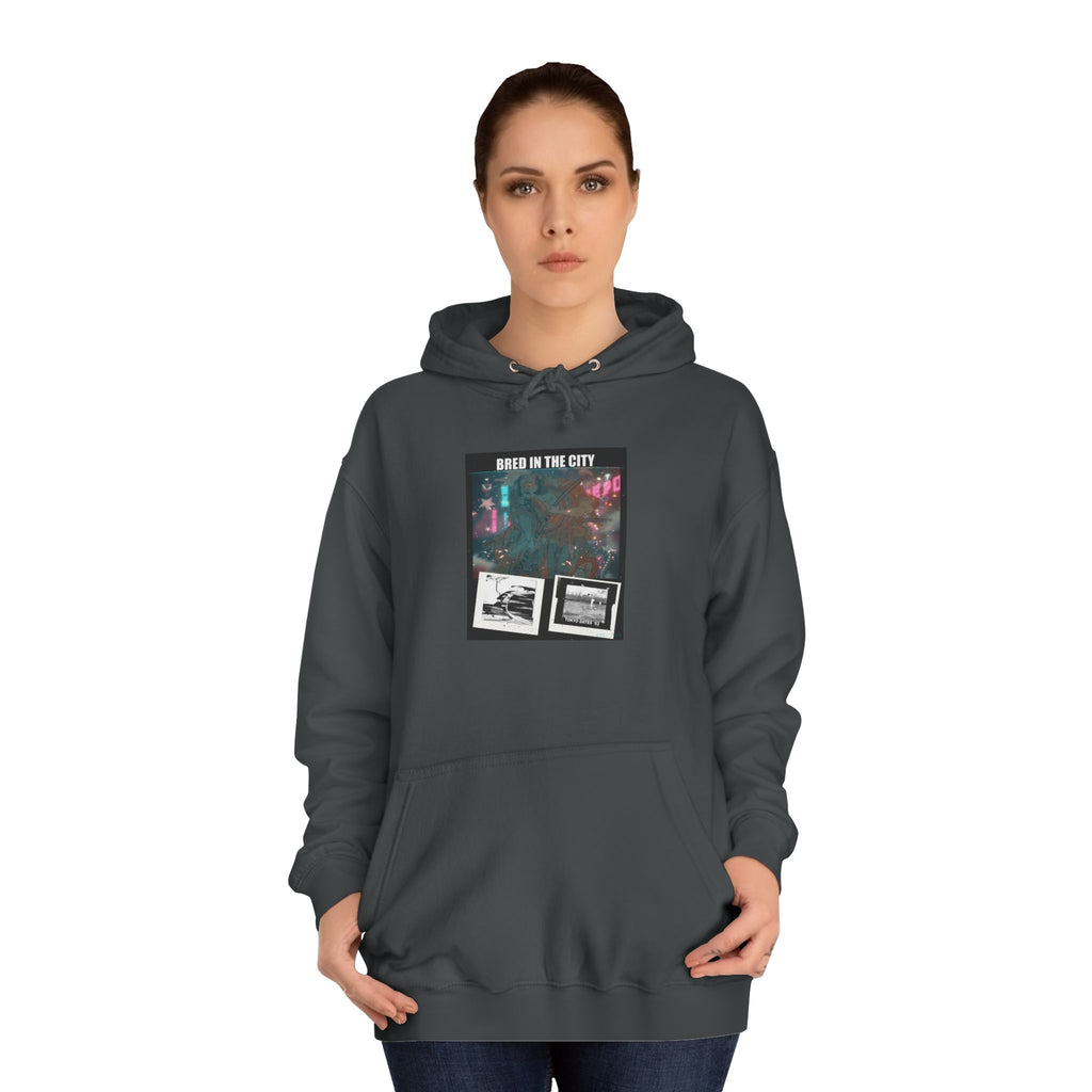 Bred In The City Neon Car Polaroid Collage Hoodie