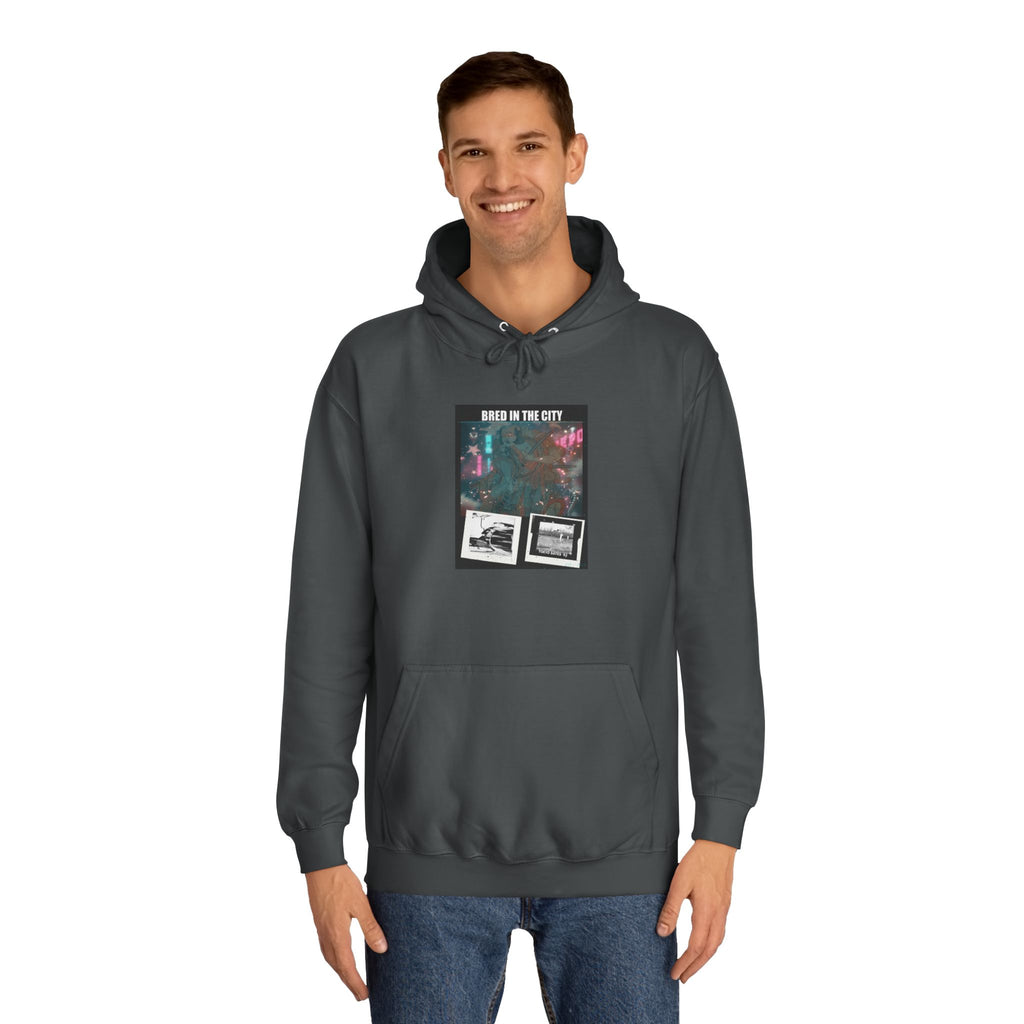 Bred In The City Neon Car Polaroid Collage Hoodie