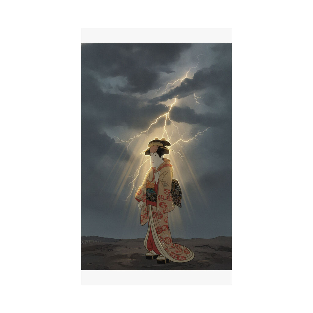Dramatic Storm — Nakayama Tomisaburō As Miyagino In The Play "Katakiuchi Noriyaibanashi" — Matte Poster