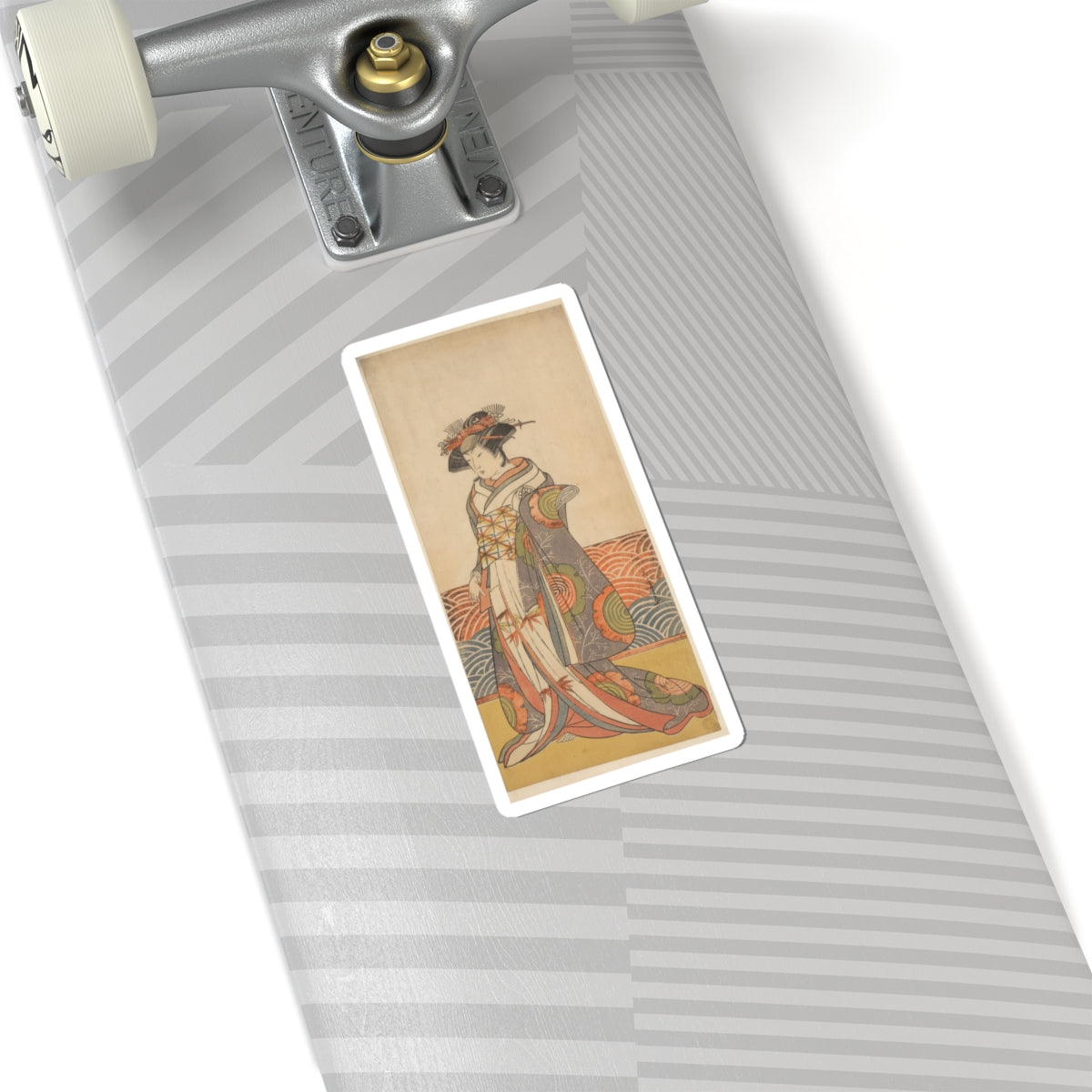Product Marketing — The Third Segawa Kikunojo As A Woman Standing In A Room Having A Wave-Pattern Da — Kiss-Cut Sticker