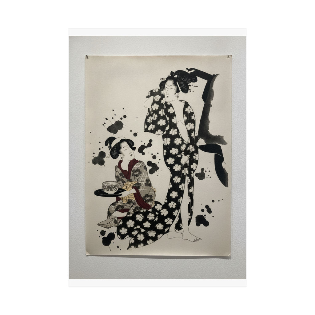 Watercolor — Young Woman Making Her Toilet — Matte Poster