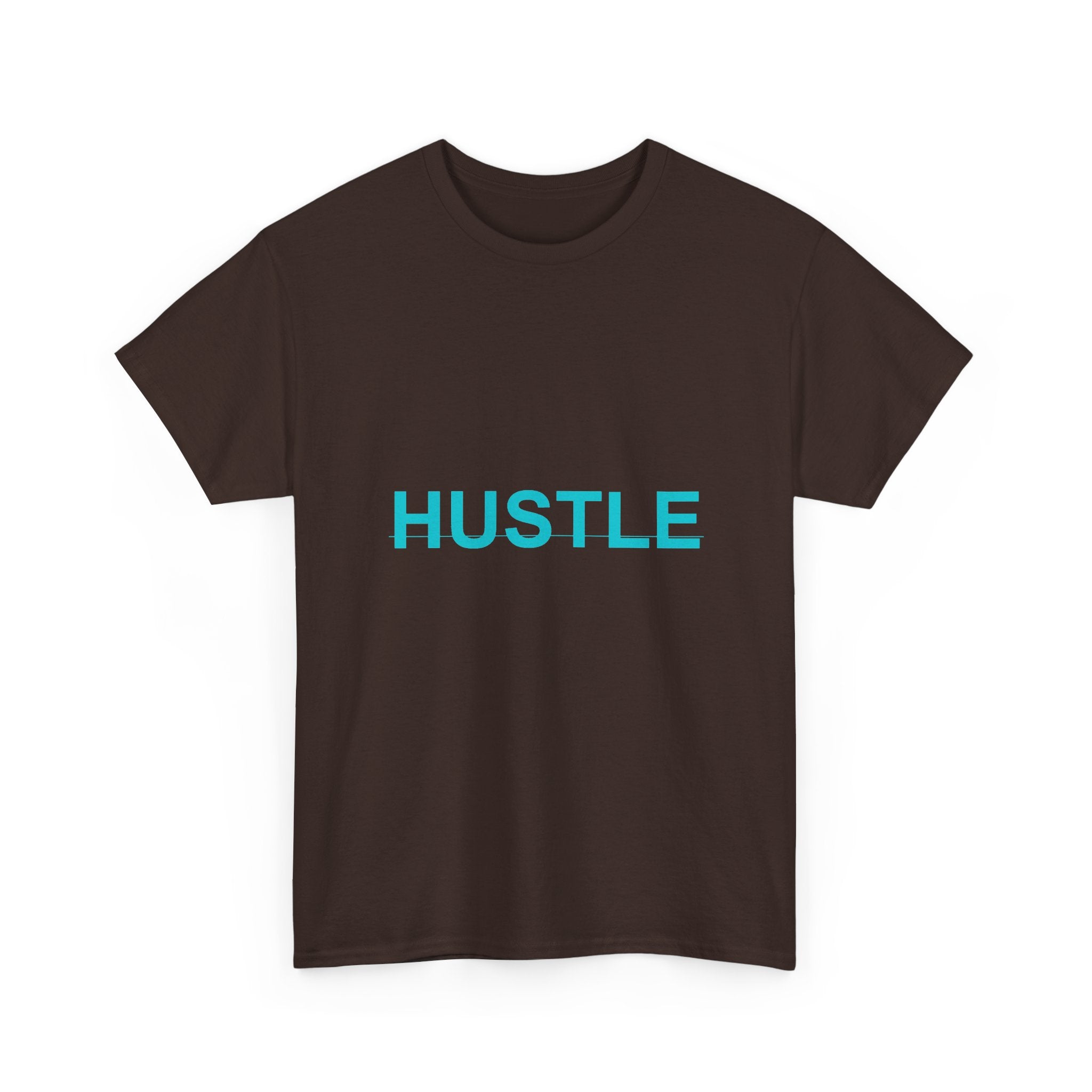 HUSTLE Bold Cyan Wordmark Minimal Graphic Tee