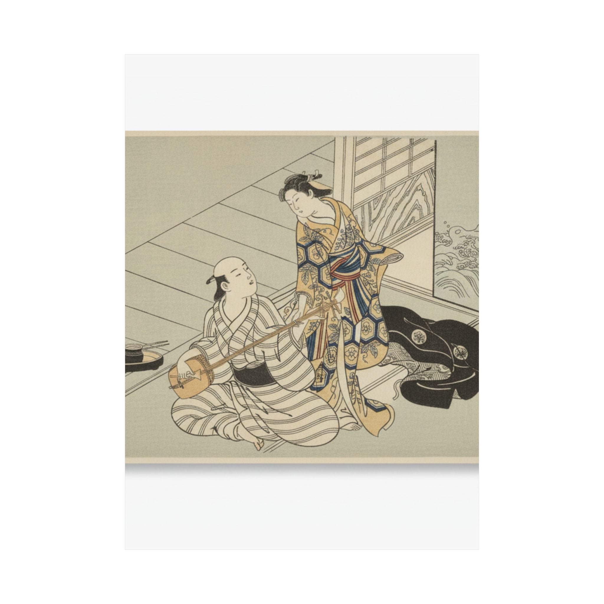 Ecommerce Main — Lady Interrupting Her Lover, Who Is Playing The Shamisen — Matte Poster