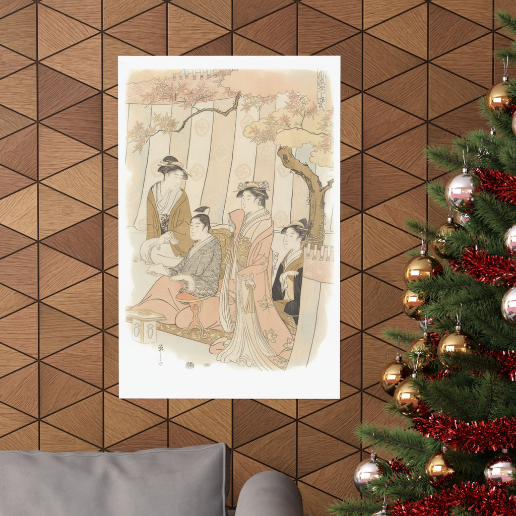 Watercolor — Prince Genji And Three Young Women — Matte Poster