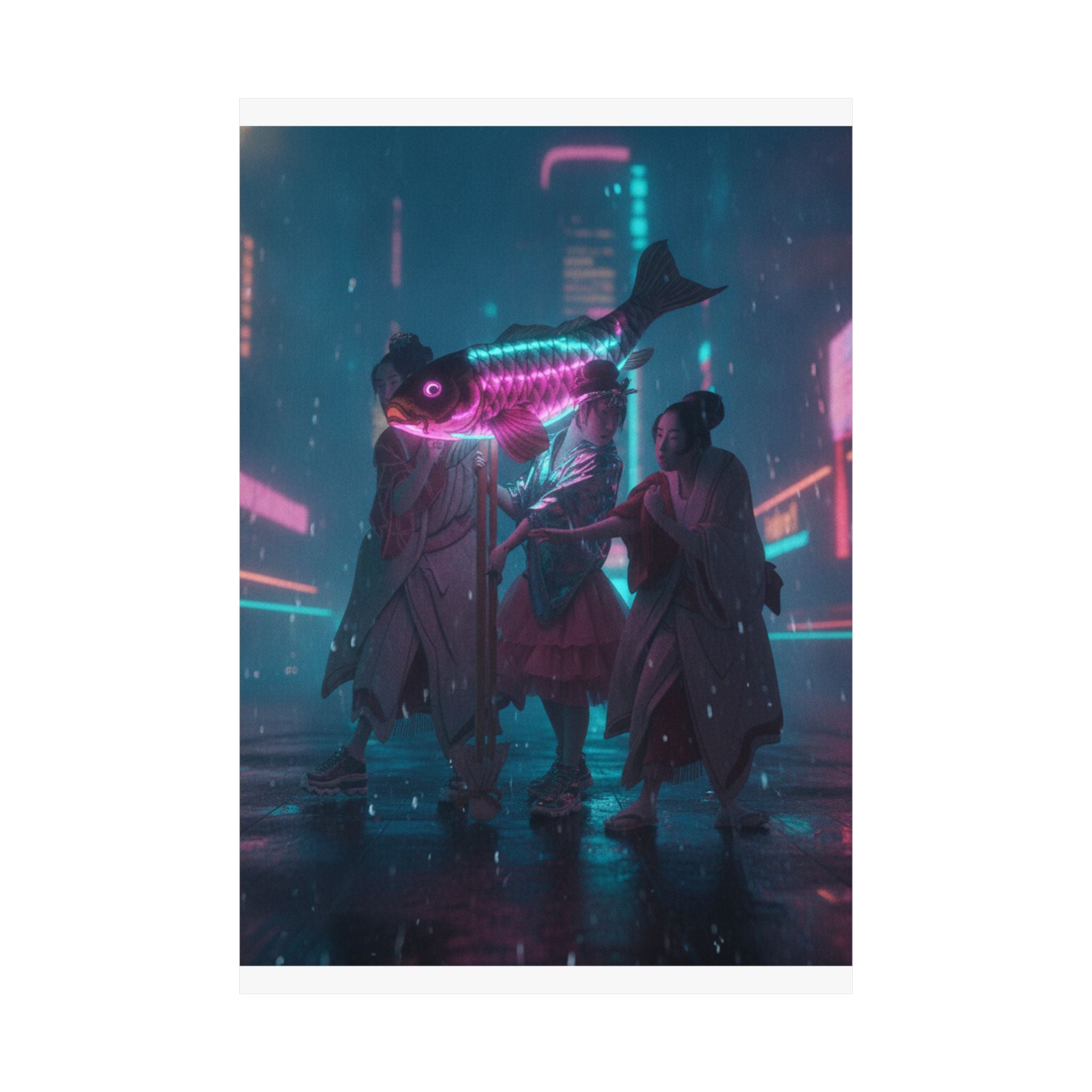 Neon Noir — Lantern Float — Matte Poster