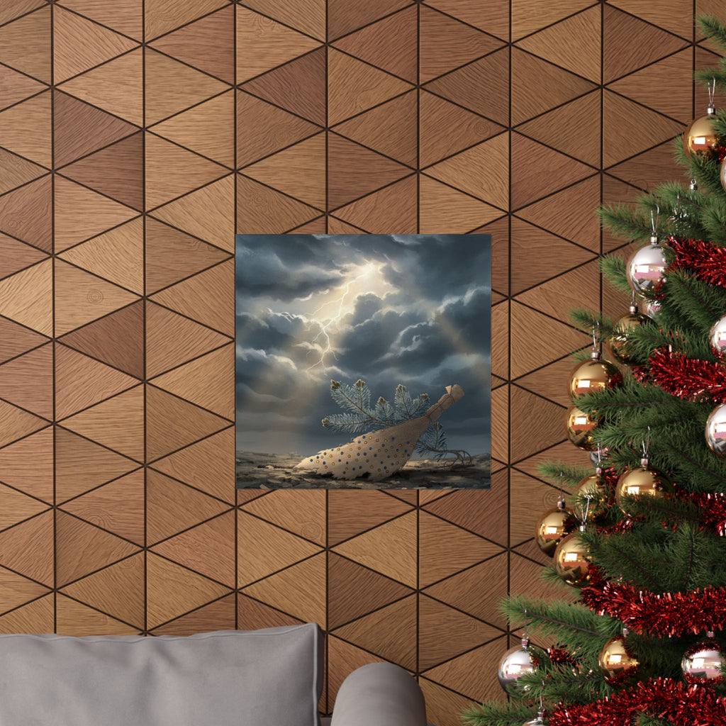 Dramatic Storm — Young Pine Tree And Jeweled Broom — Matte Poster