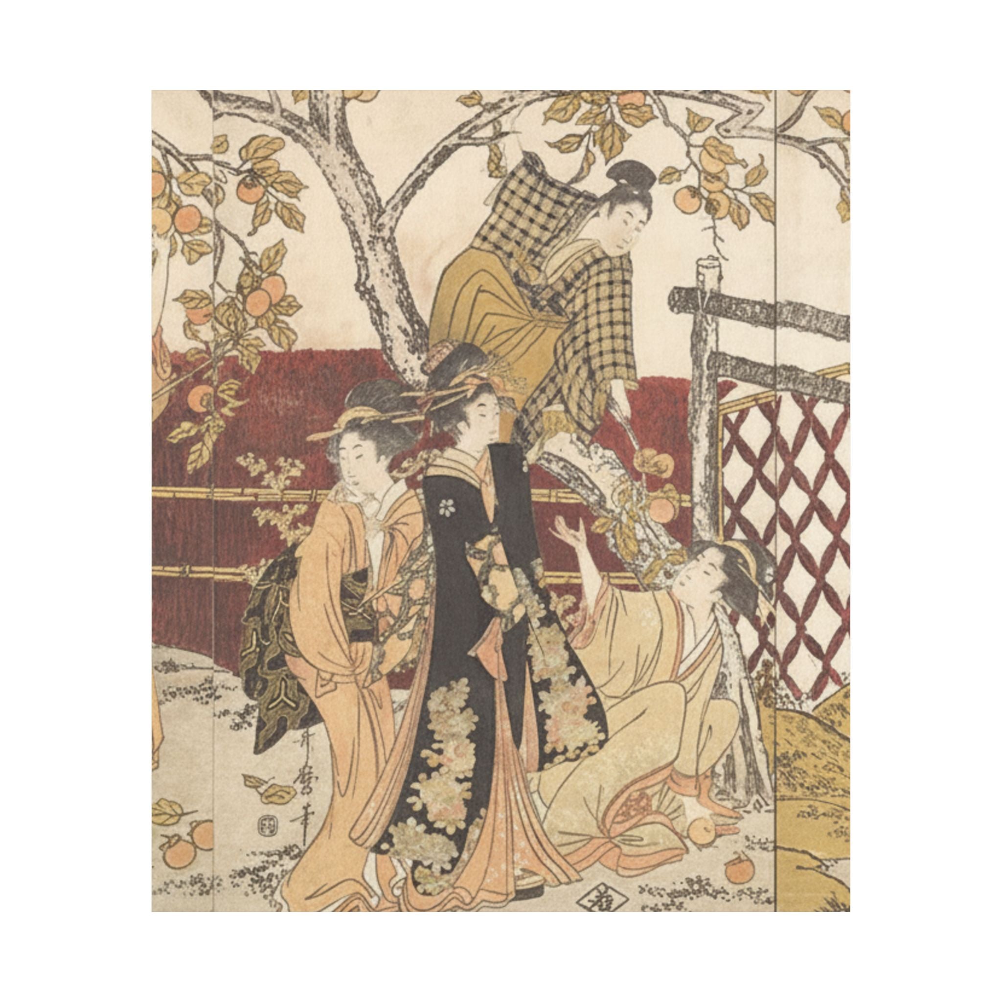 Botanical — Picking Persimmons (Kaki-Mogi) — Matte Poster