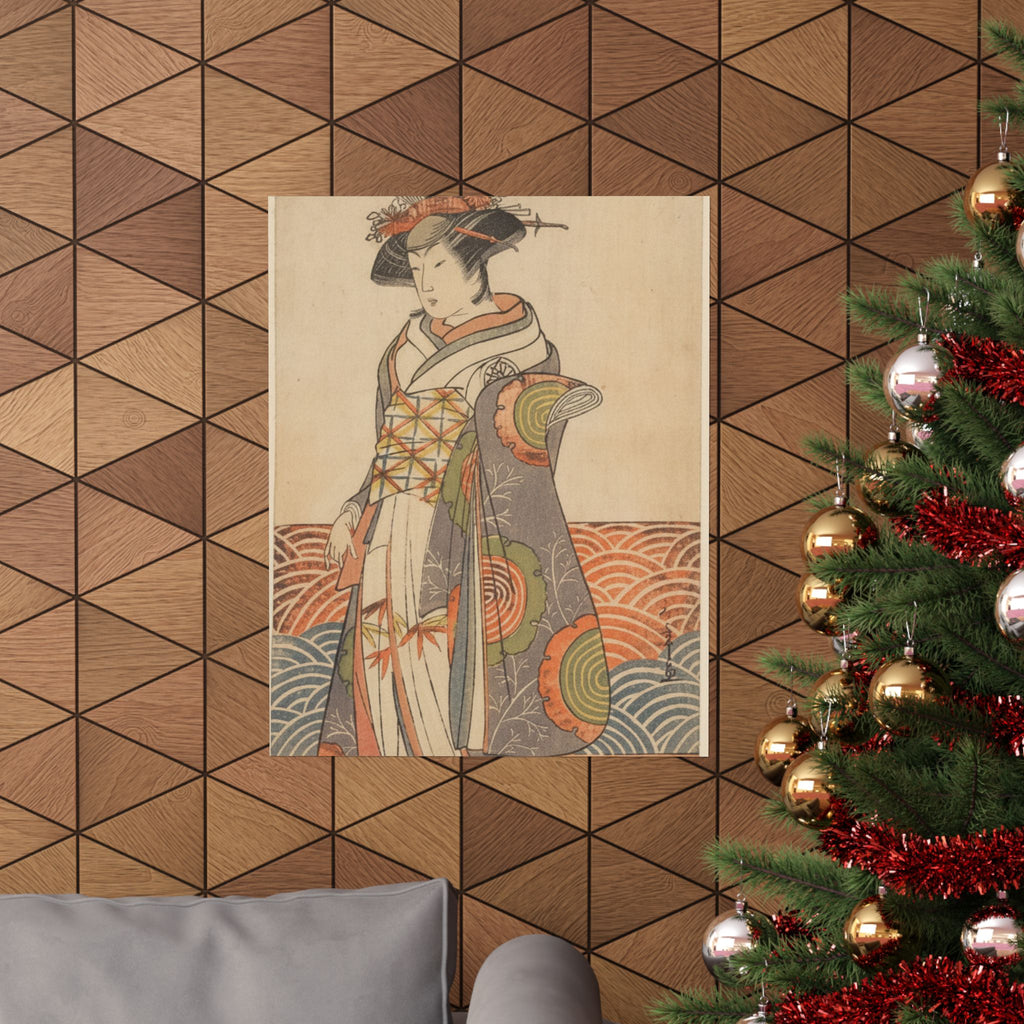 Product Marketing — The Third Segawa Kikunojo As A Woman Standing In A Room Having A Wave-Pattern Da — Matte Poster