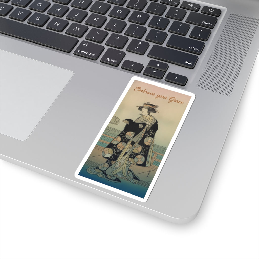Affirmation — Yoshizawa Iroha As A Woman Standing On The Engawa Of A House By A River — Kiss-Cut Sticker
